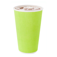 16 oz Eco Green Paper Coffee Cup - Ripple Wall - 3 1/2