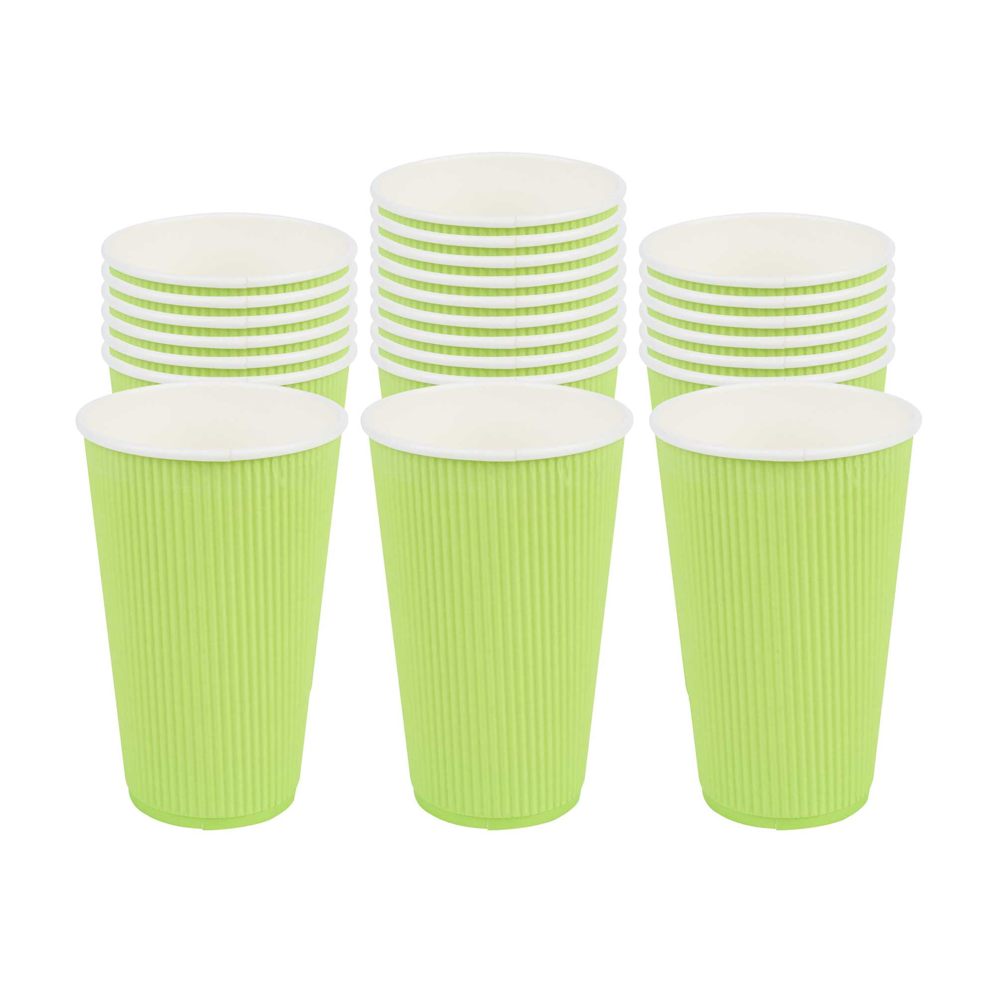 16 oz Eco Green Paper Coffee Cup - Ripple Wall - 3 1/2" x 3 1/2" x 5 1/2" - 25 count box