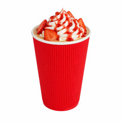 Restpresso 16 oz Red Paper Coffee Cup - Ripple Wall - 3 1/2