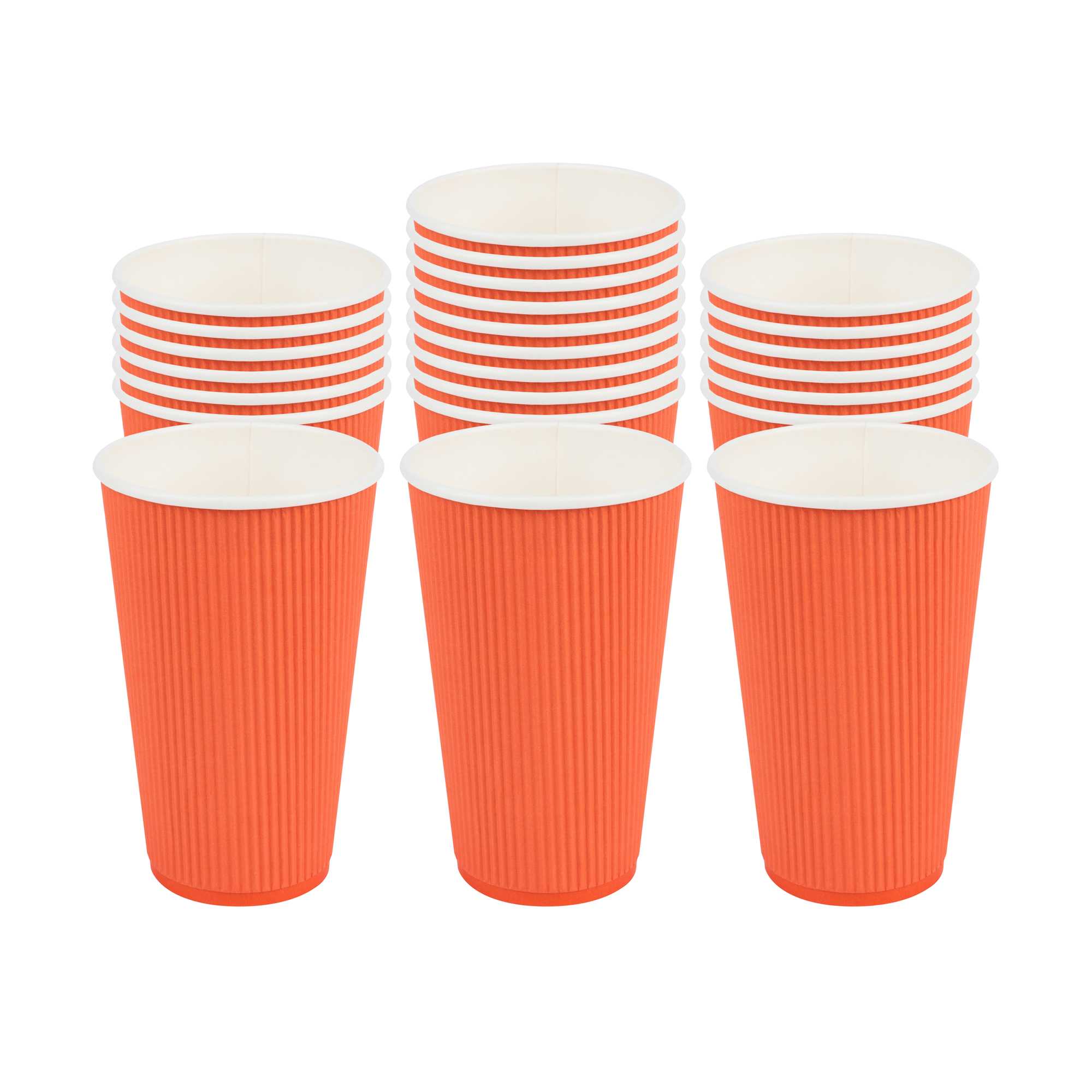 16 oz Tangerine Orange Paper Coffee Cup - Ripple Wall - 3 1/2" x 3 1/2" x 5 1/2" - 25 count box