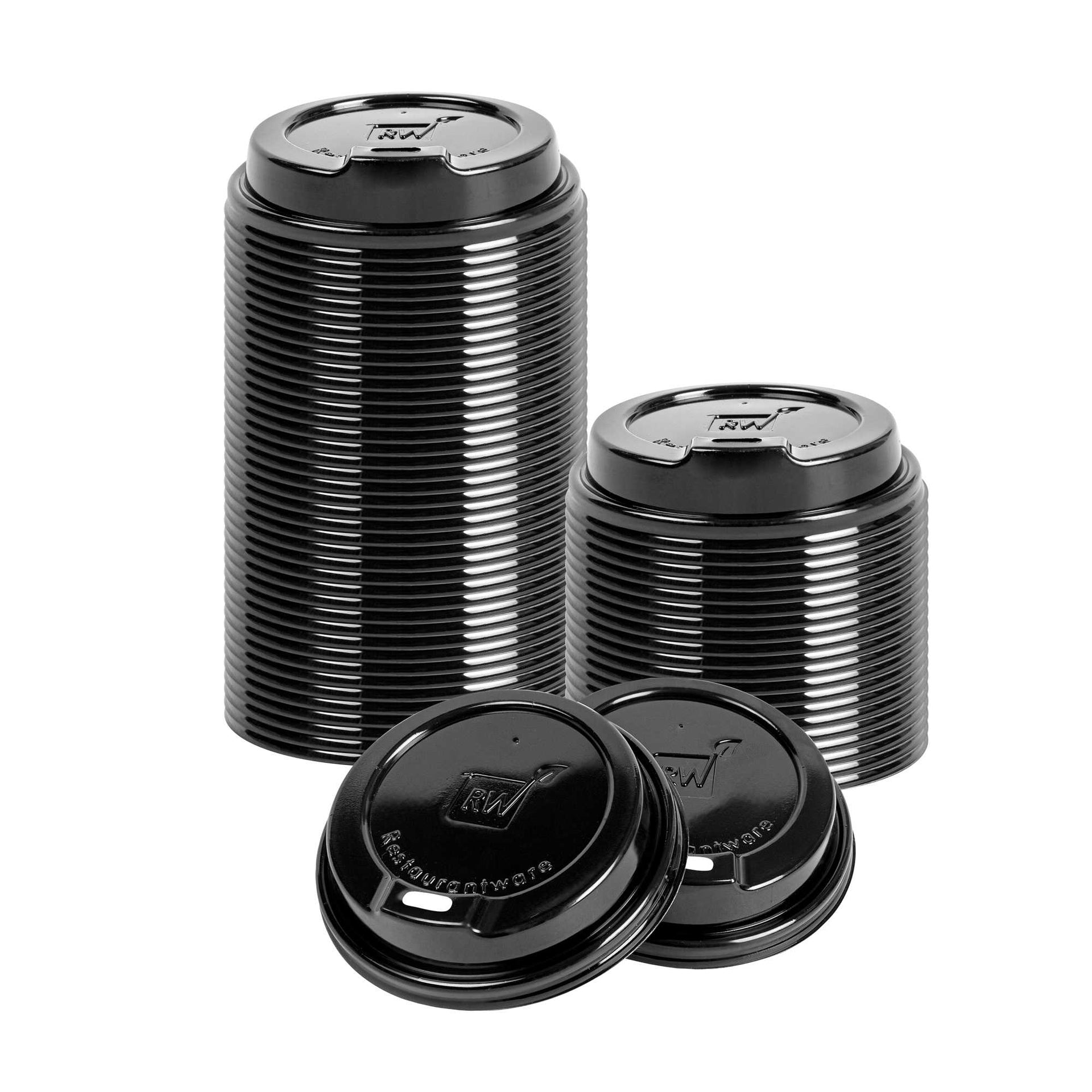 Restpresso Black Plastic Coffee Cup Lid - Elevated Spout, Fits 8, 12, 16 and 20 oz - 500 count box