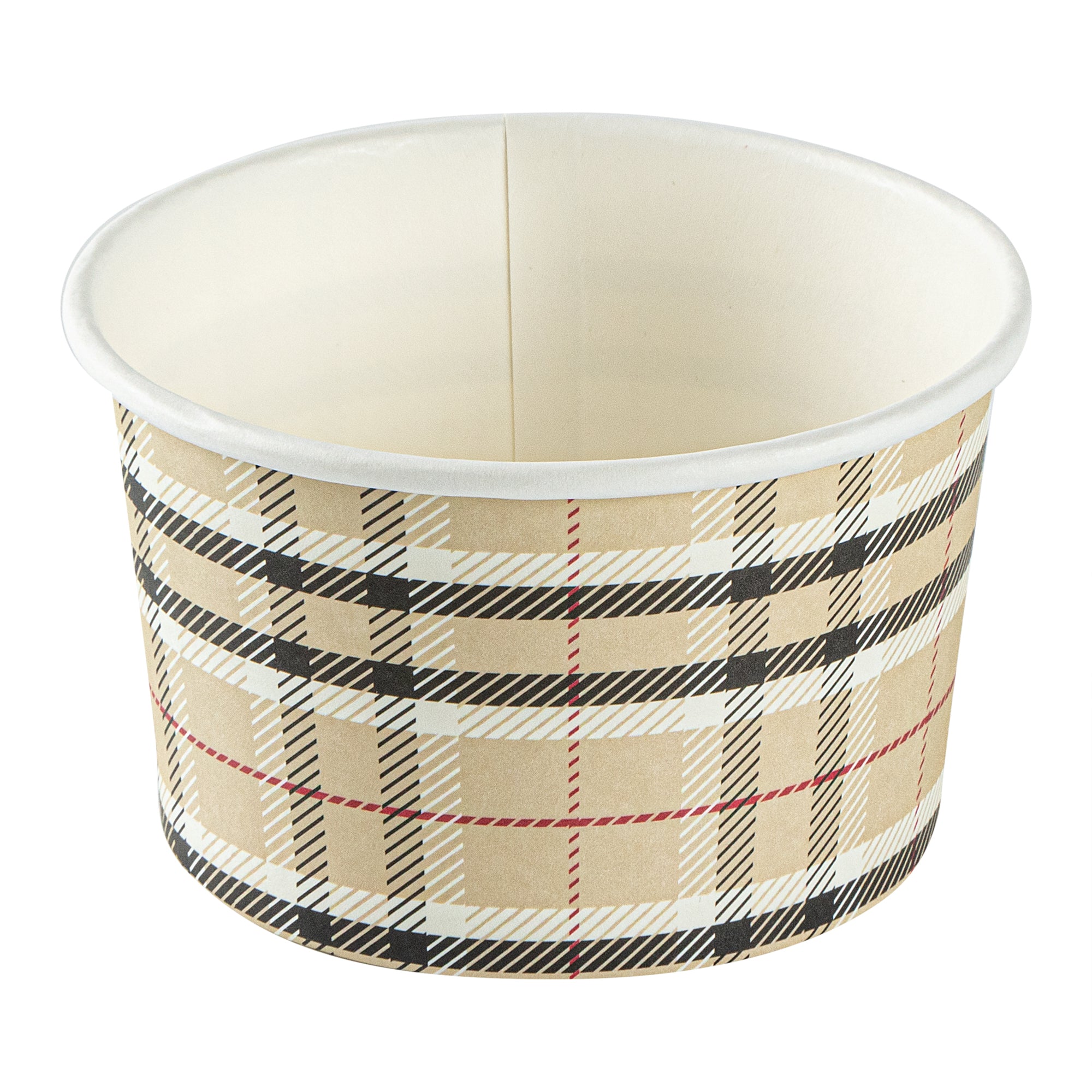 Coppetta 5 oz Round Plaid Paper To Go Cup - 3 1/4" x 3 1/4" x 2" - 50 count box
