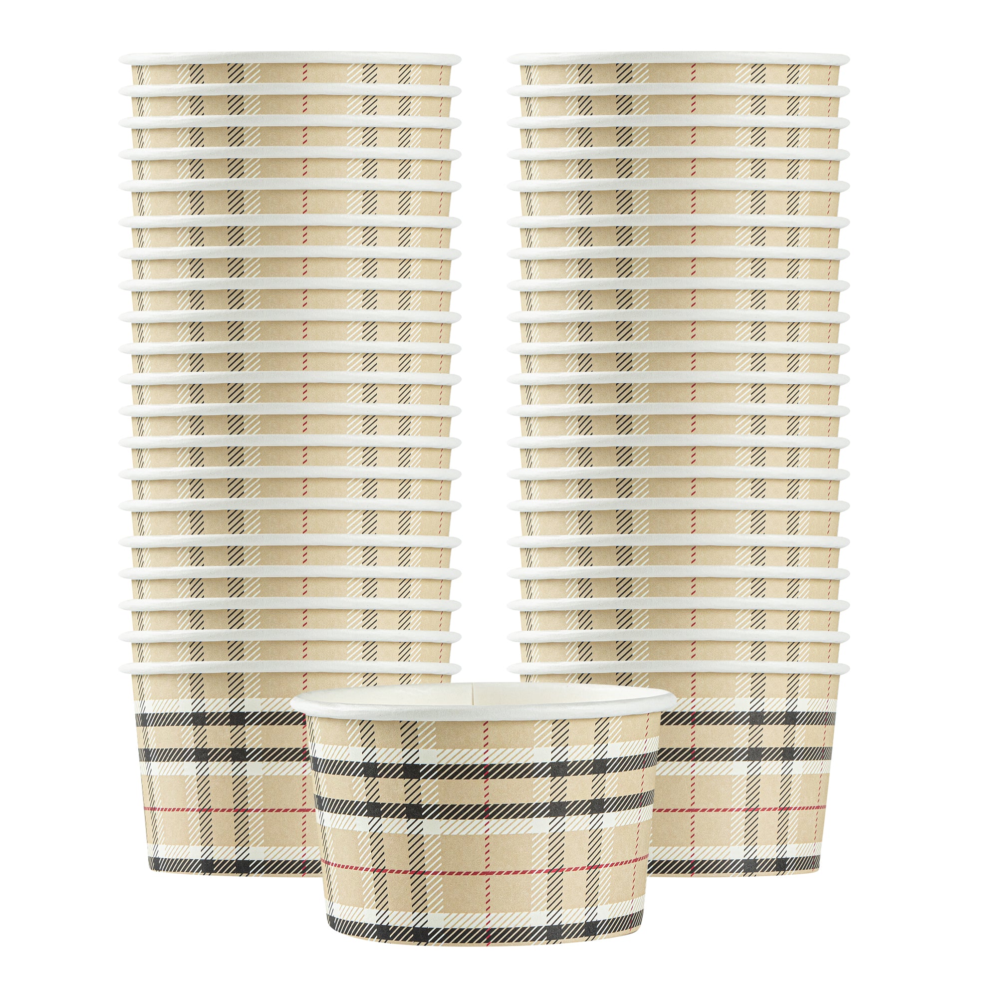 Coppetta 5 oz Round Plaid Paper To Go Cup - 3 1/4" x 3 1/4" x 2" - 50 count box