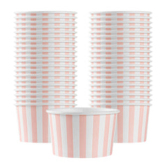 Coppetta 5 oz Round Pink and White Stripe Paper To Go Cup - 3 1/4