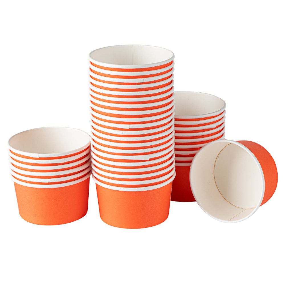 Coppetta 8 oz Round Tangerine Orange Paper To Go Cup - 3 3/4" x 3 3/4" x 2 1/4" - 50 count box
