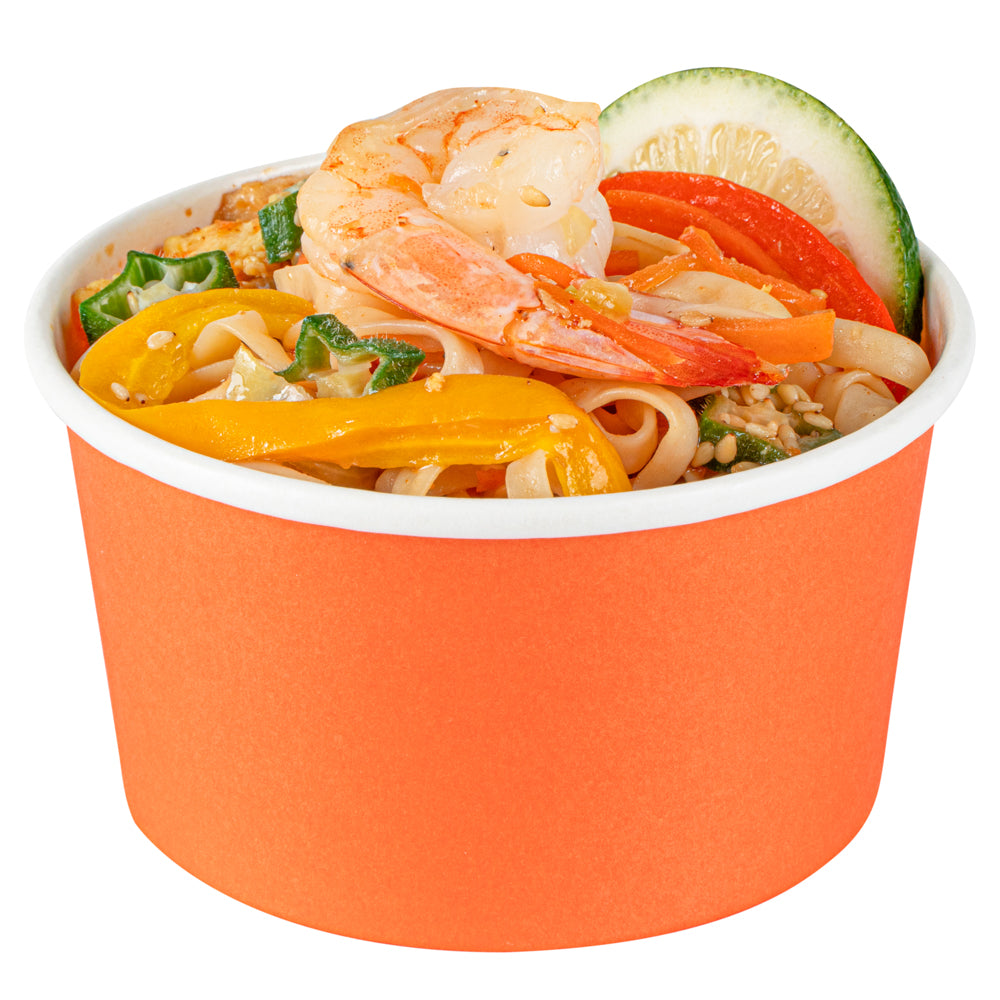 Coppetta 8 oz Round Tangerine Orange Paper To Go Cup - 3 3/4" x 3 3/4" x 2 1/4" - 50 count box