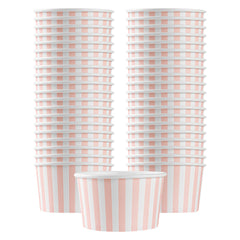 Coppetta 12 oz Round Pink and White Stripe Paper To Go Cup - 4