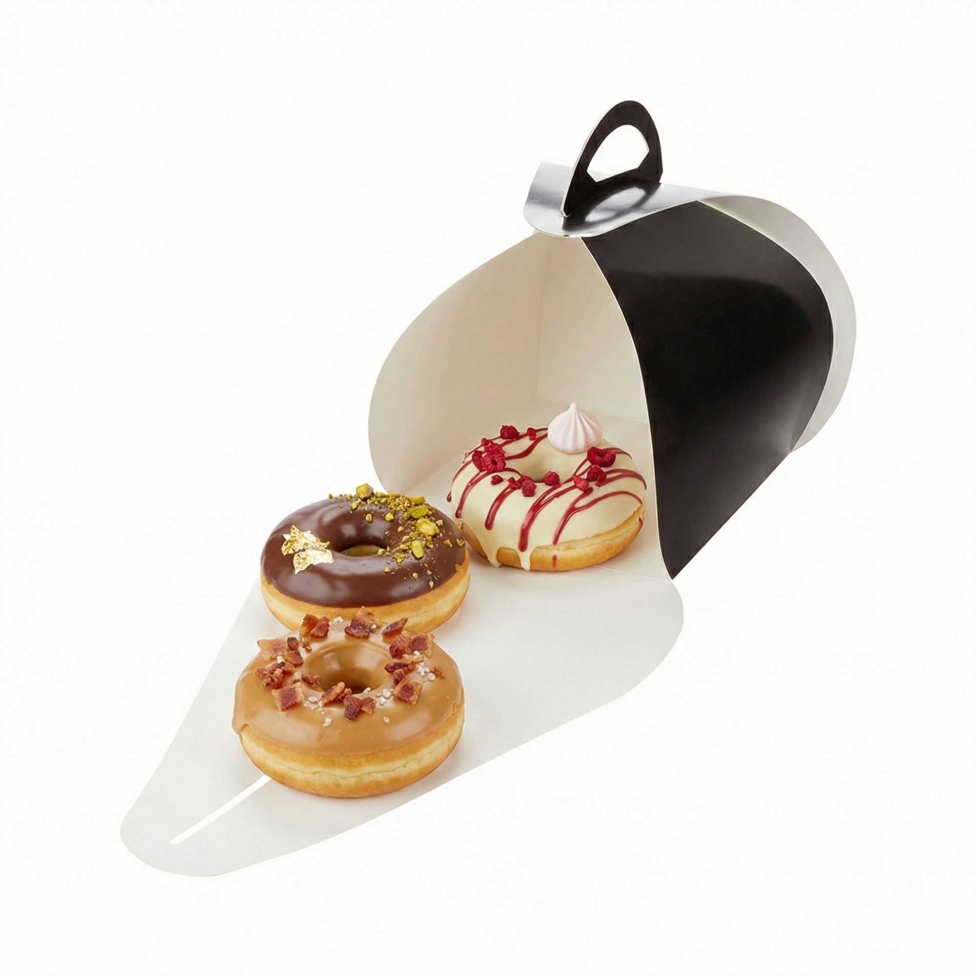 Ingenero Black Paper Small Lunch and Cake Box - 6 1/2" x 6 1/2" x 6 1/2" - 100 count box