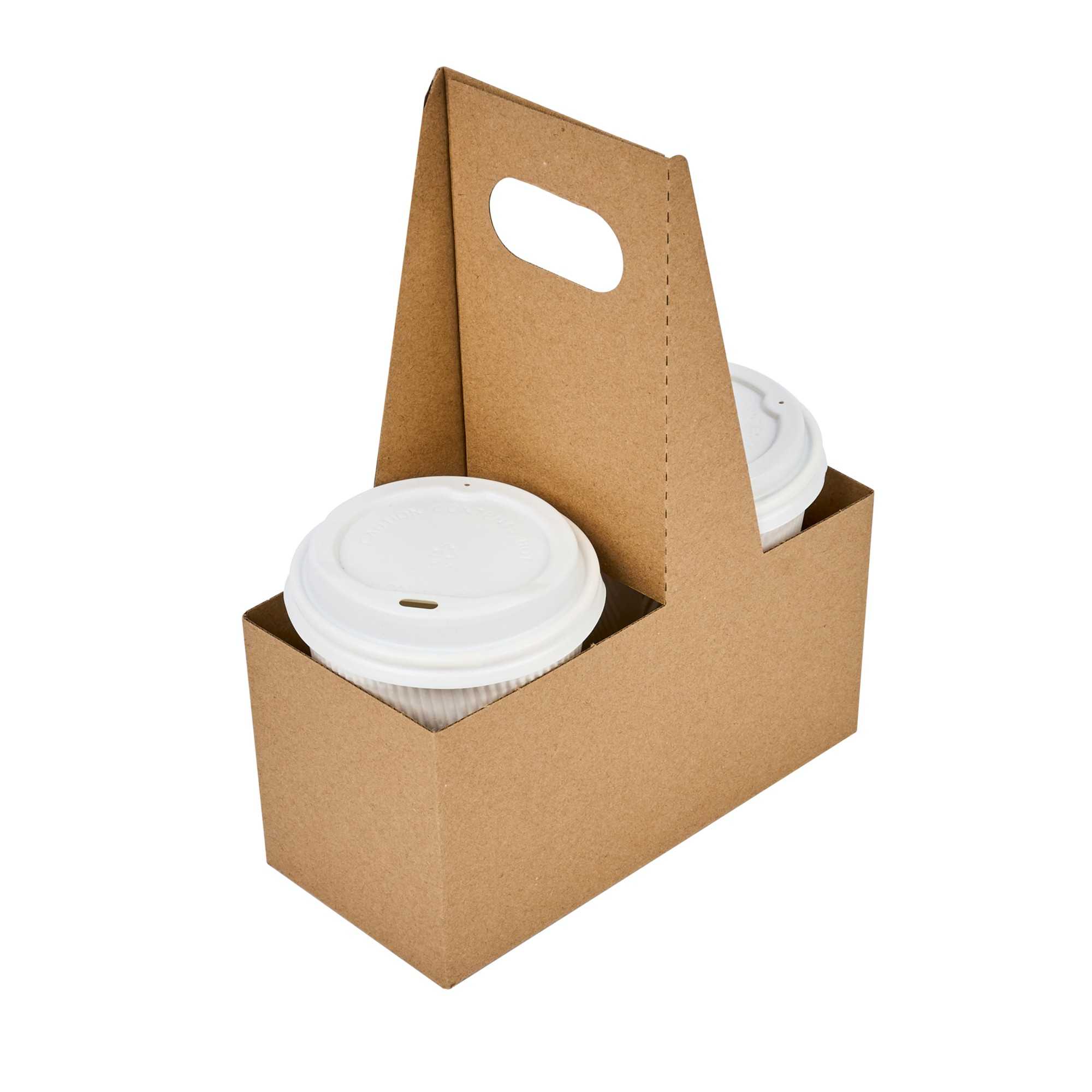 Restpresso Kraft Paper Altalena Drink Carrier - Fits 2 Cups - 7 1/4" x 3 1/2" x 9 1/4" - 400 count box