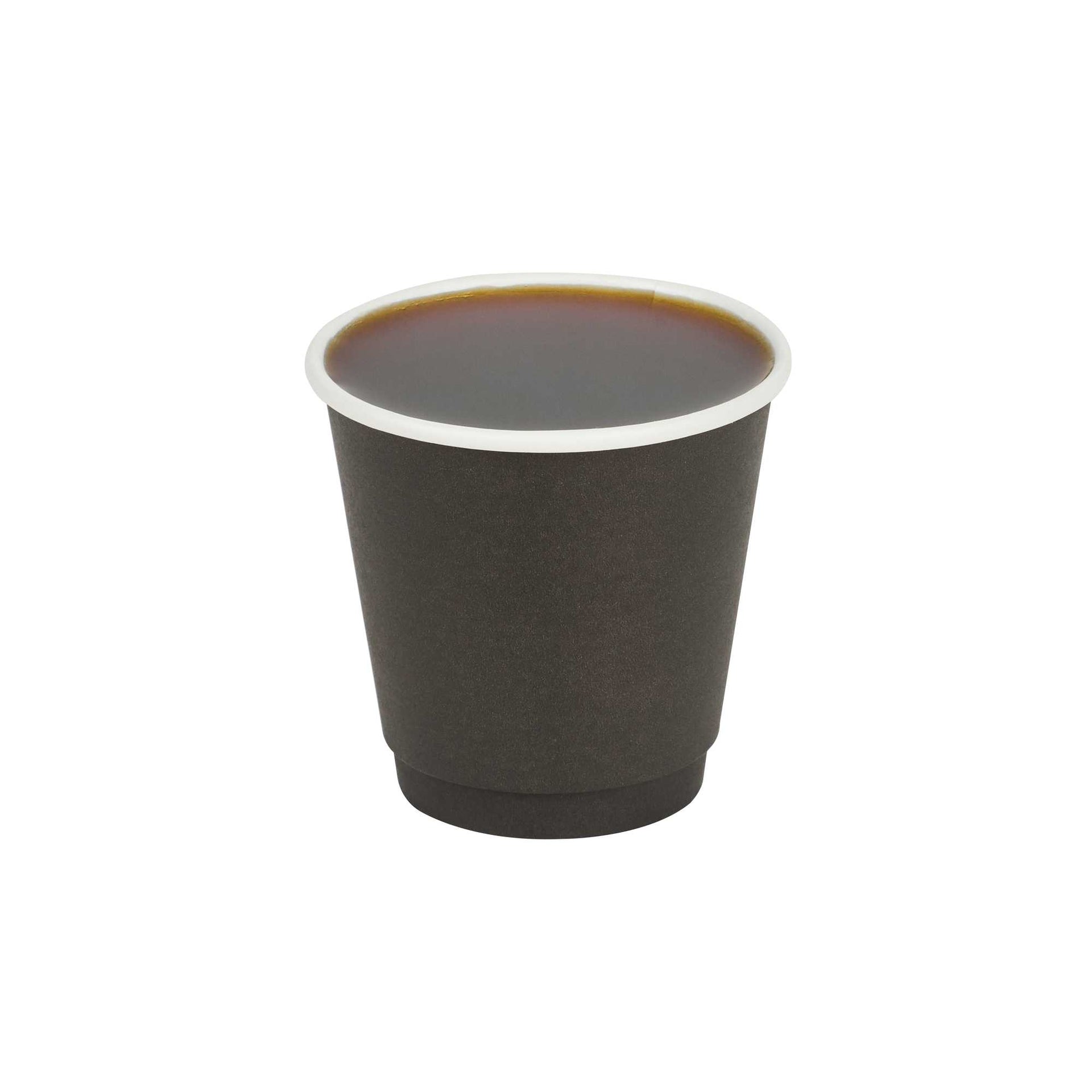 Restpresso 8 oz Round Black Paper Coffee Cup - Double Wall - 3 1/2" x 3 1/2" x 3 1/4" - 500 count box