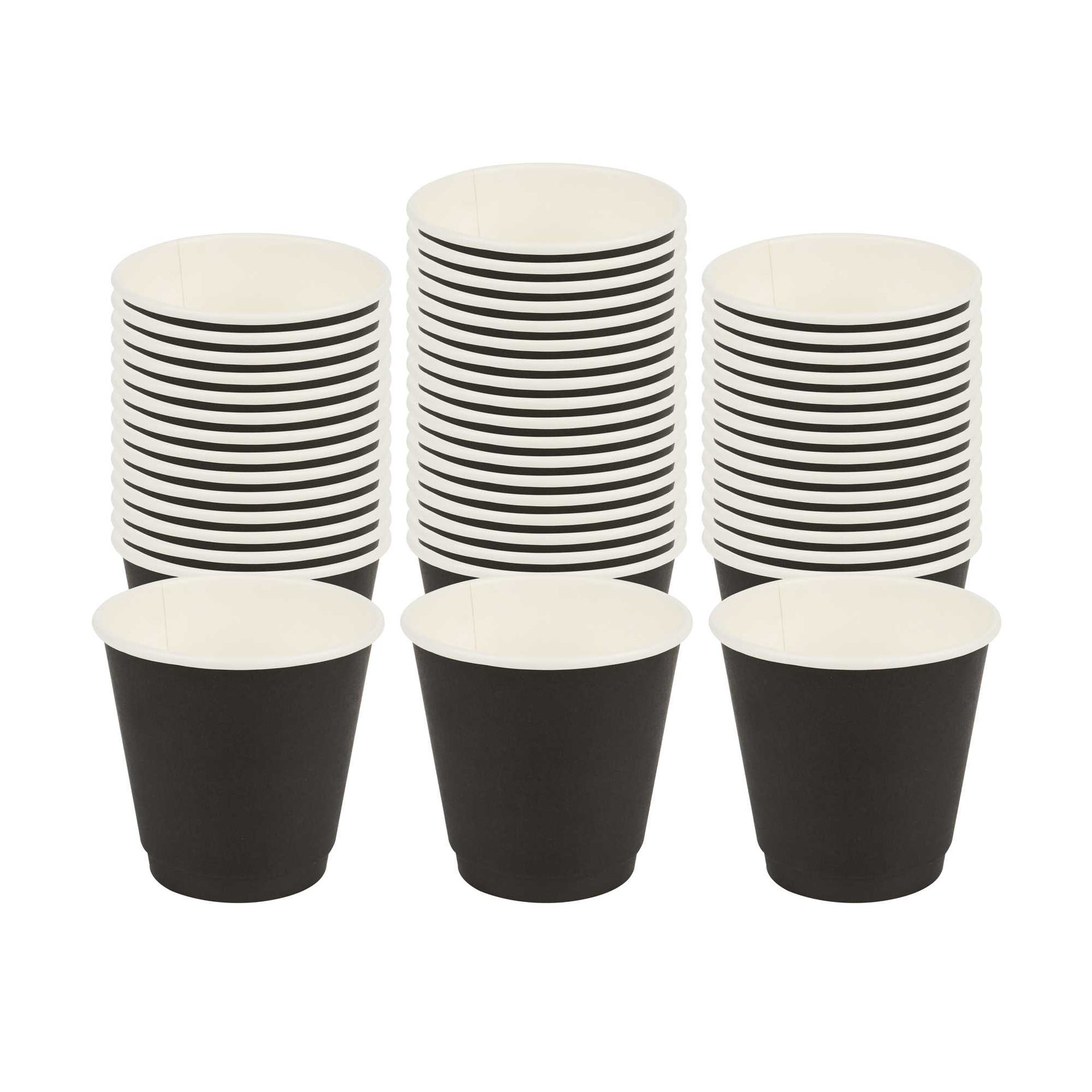 Restpresso 8 oz Round Black Paper Coffee Cup - Double Wall - 3 1/2" x 3 1/2" x 3 1/4" - 500 count box