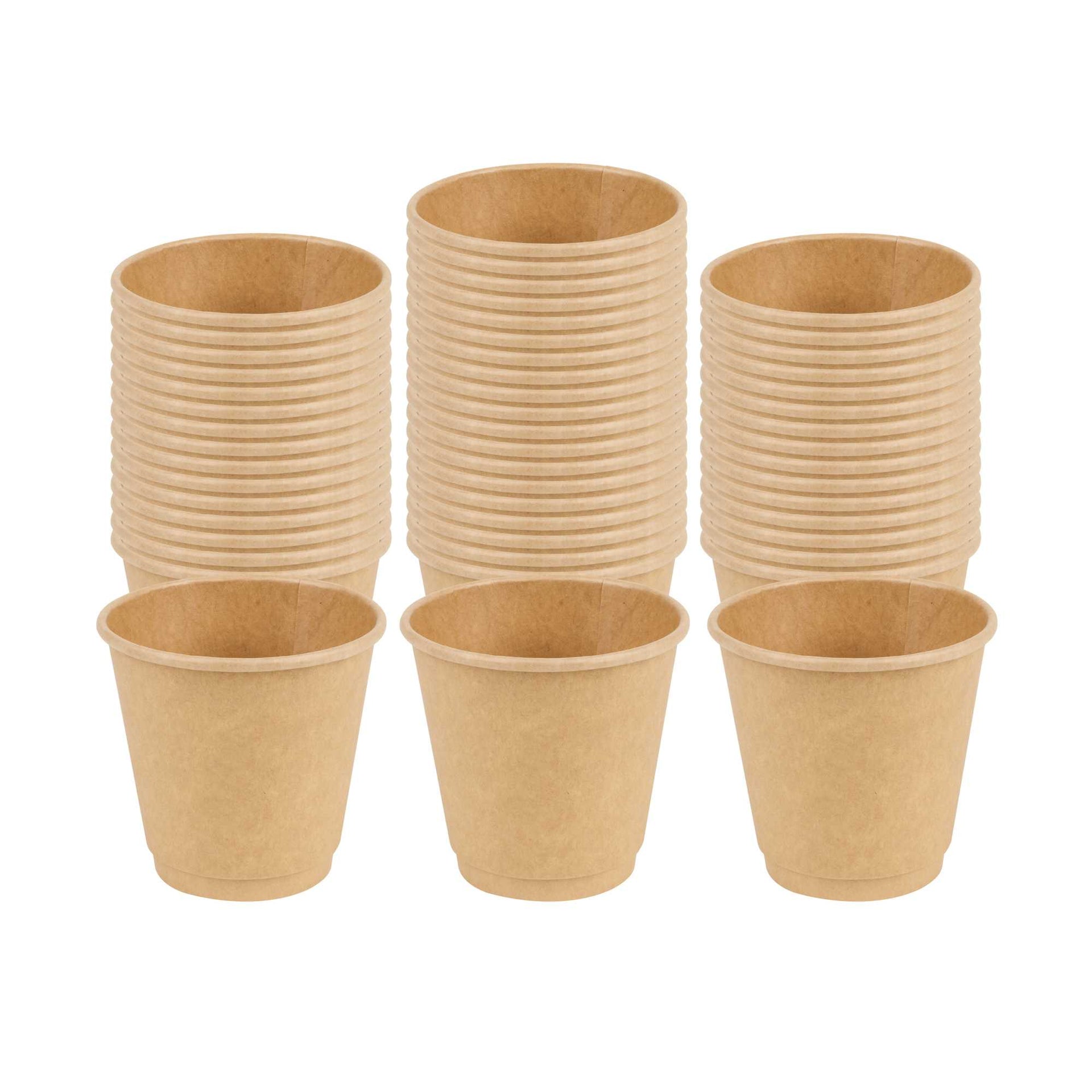 Restpresso 8 oz Kraft Paper Coffee Cup - Double Wall - 3 1/2" x 3 1/2" x 3 1/4" - 500 count box