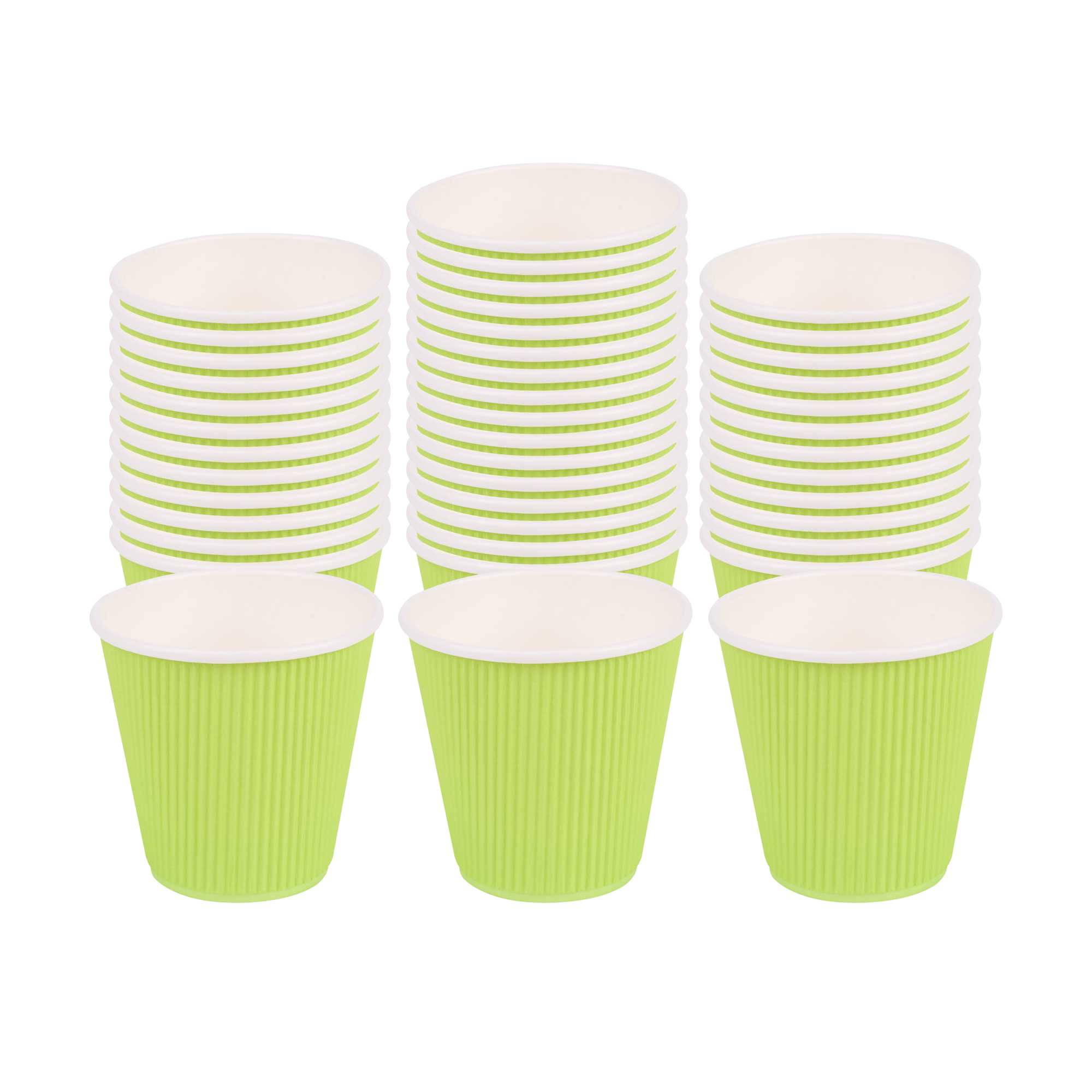 8 oz Eco Green Paper Coffee Cup - Ripple Wall - 3 1/2" x 3 1/2" x 3 1/4" - 25 count box