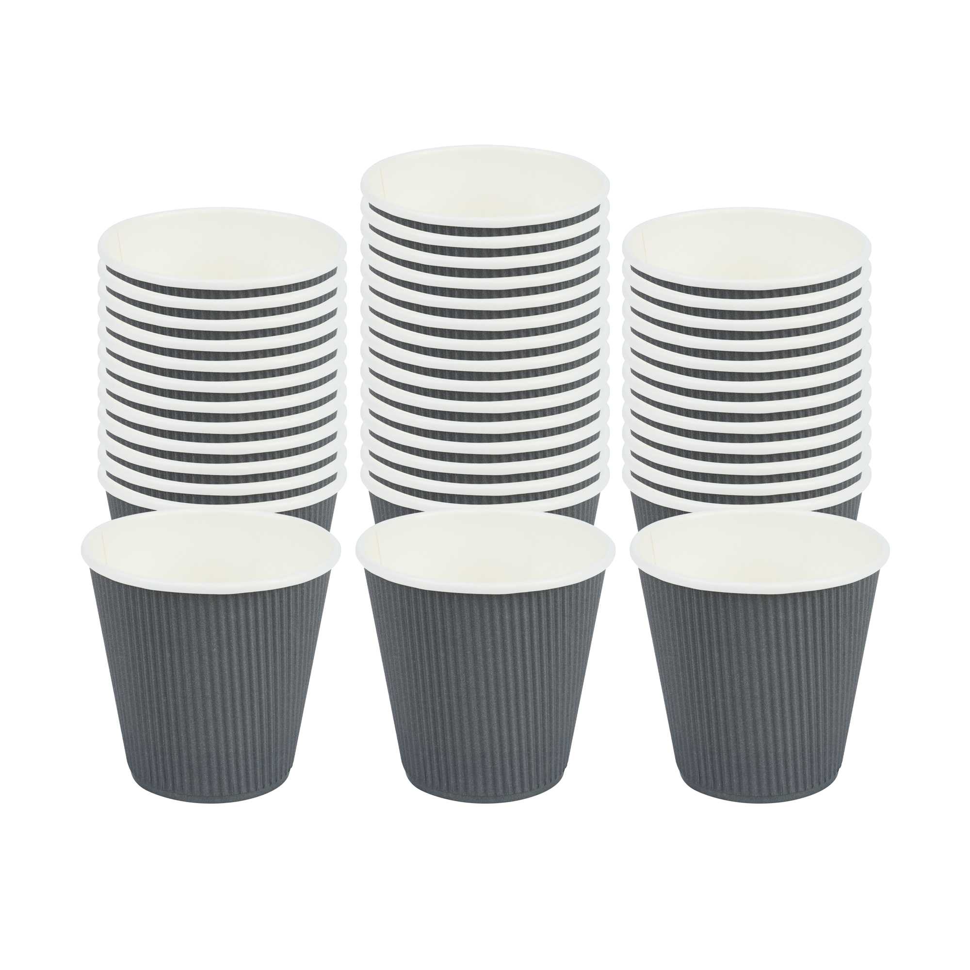 8 oz Gray Paper Coffee Cup - Ripple Wall - 3 1/2" x 3 1/2" x 3 1/4" - 25 count box