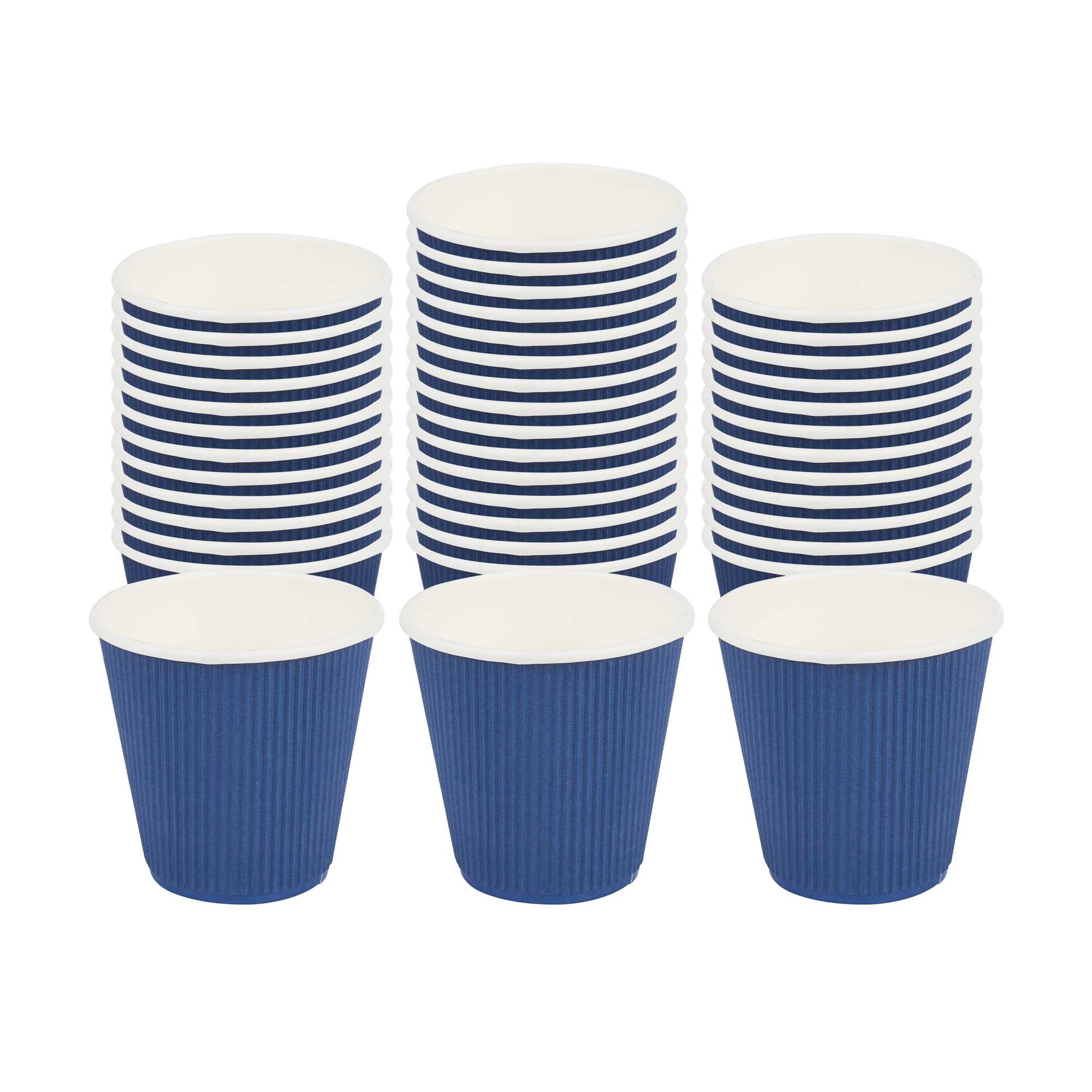 8 oz Midnight Blue Paper Coffee Cup - Ripple Wall - 3 1/2" x 3 1/2" x 3 1/4" - 25 count box