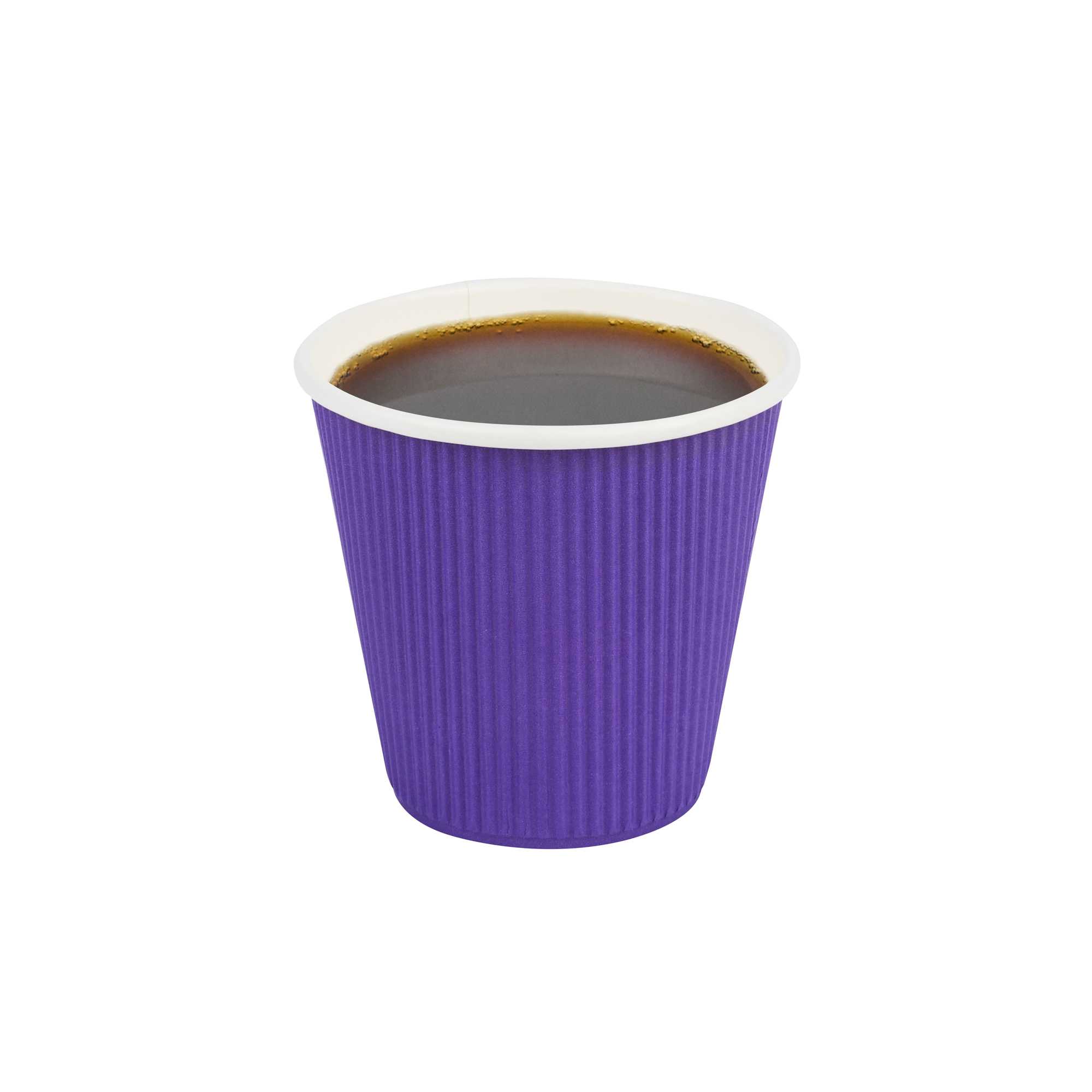 8 oz Royal Purple Paper Coffee Cup - Ripple Wall - 3 1/2" x 3 1/2" x 3 1/4" - 25 count box