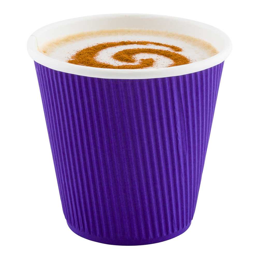 8 oz Royal Purple Paper Coffee Cup - Ripple Wall - 3 1/2" x 3 1/2" x 3 1/4" - 25 count box