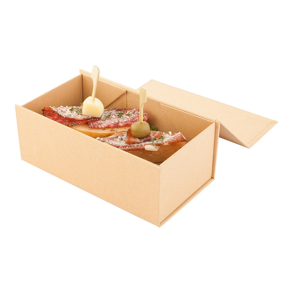 Cater Tek Rectangle Kraft Paper Small Tic Tac Box - Magnetic - 7" x 4" x 2 3/4" - 10 count box