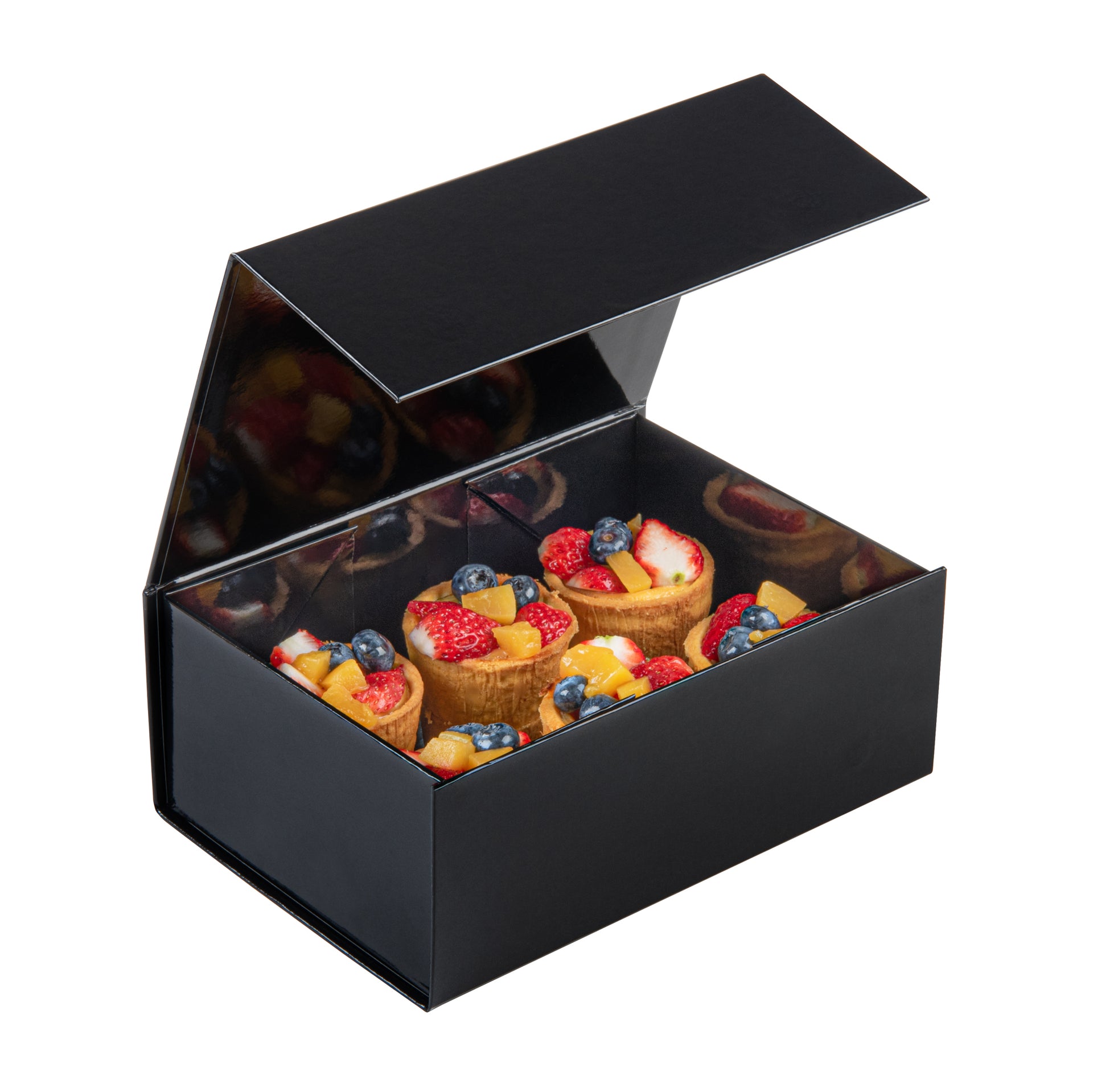 Cater Tek Rectangle Black Paper Medium Tic Tac Box - Magnetic - 9" x 6" x 3 1/2" - 10 count box