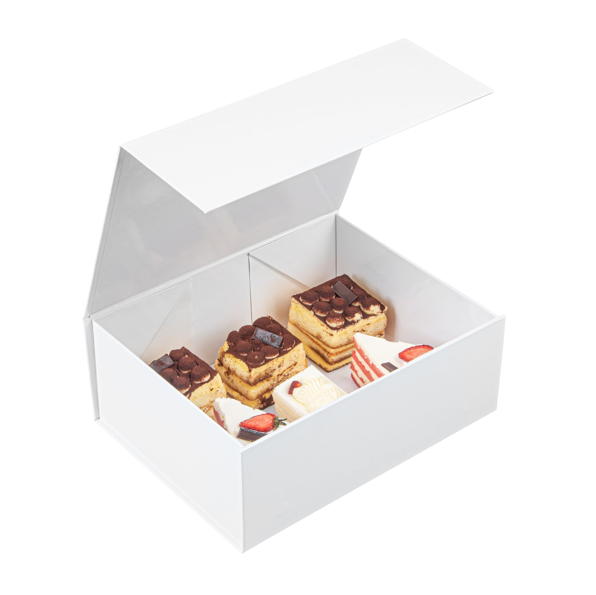 Cater Tek Rectangle White Paper Large Tic Tac Box - Magnetic - 10 1/2" x 8" x 4" - 10 count box