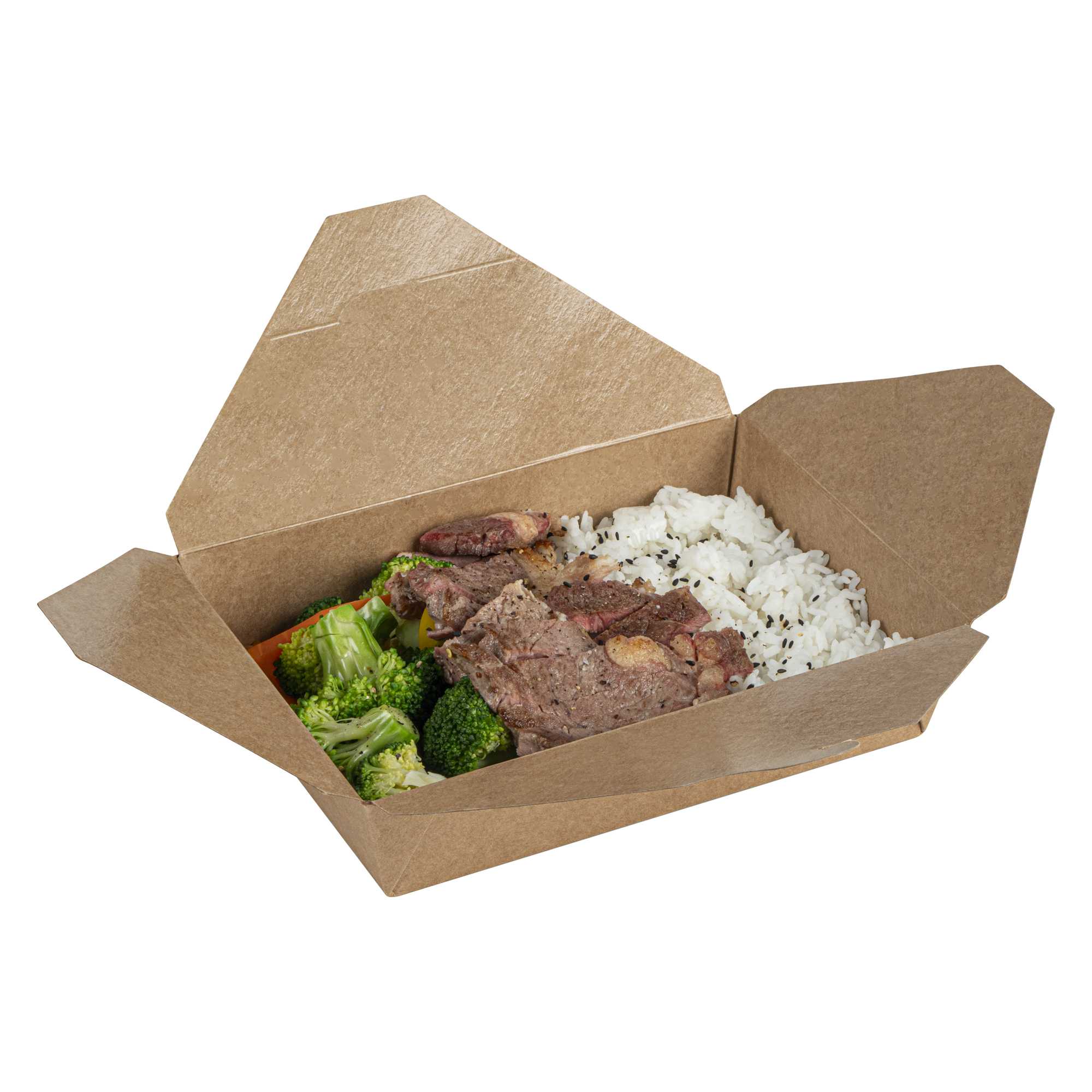 Bio Tek 49 oz Rectangle Kraft Paper #2 Bio Box Take Out Container - 8 1/2" x 6 1/4" x 2" - 200 count box