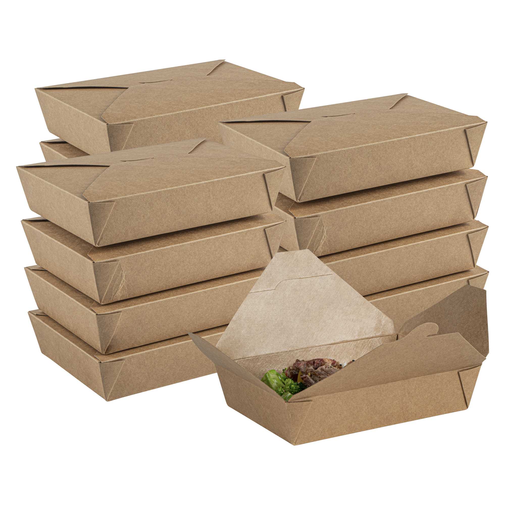 Bio Tek 49 oz Rectangle Kraft Paper #2 Bio Box Take Out Container - 8 1/2" x 6 1/4" x 2" - 200 count box