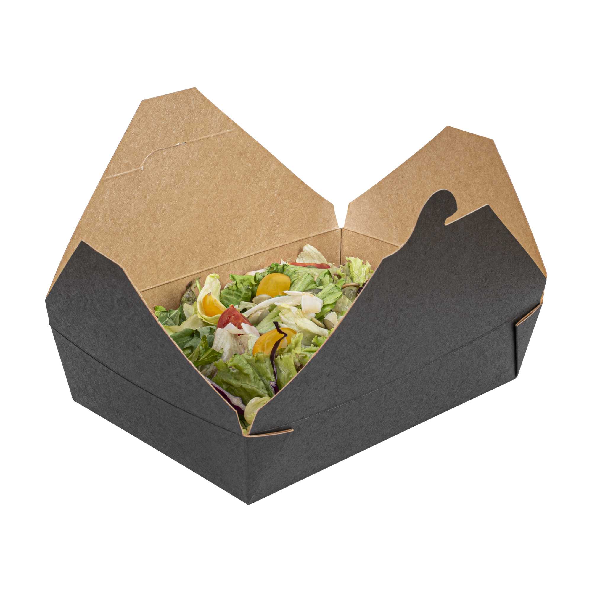 Bio Tek 49 oz Rectangle Black Paper #2 Bio Box Take Out Container - 8 1/2" x 6 1/4" x 2" - 200 count box