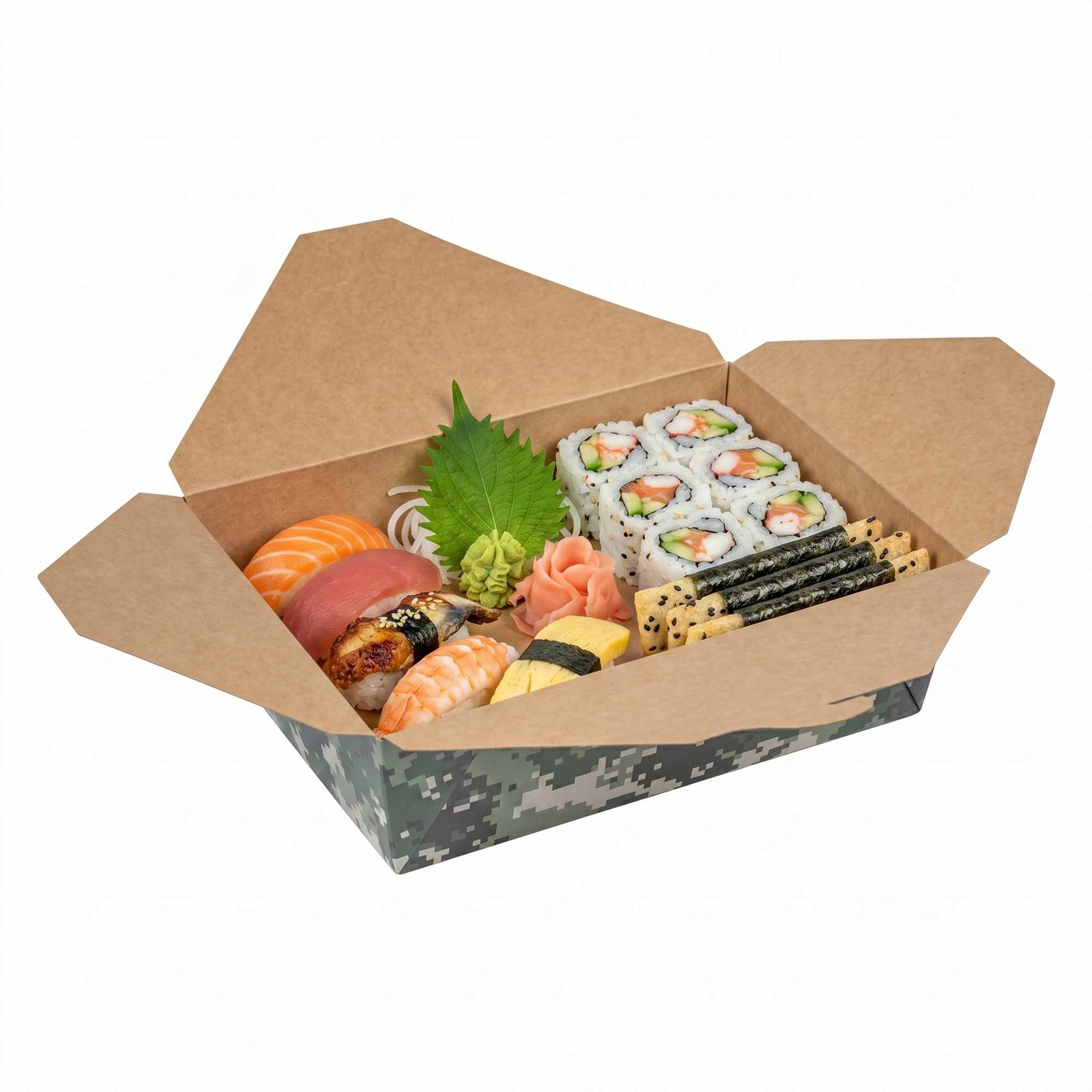 Mini Bio Boxes Bio Tek 71 oz Rectangle Camouflage Paper #3 Bio Box Take Out Container ...