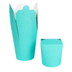 Bio Tek 16 oz Round Turquoise Paper Noodle Take Out Container - 3 1/4