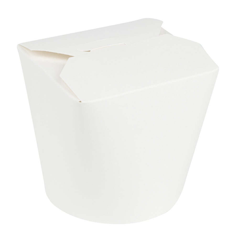Bio Tek 26 oz Round White Paper Noodle Take Out Container - 4" x 3 1/2" x 3 3/4" - 200 count box