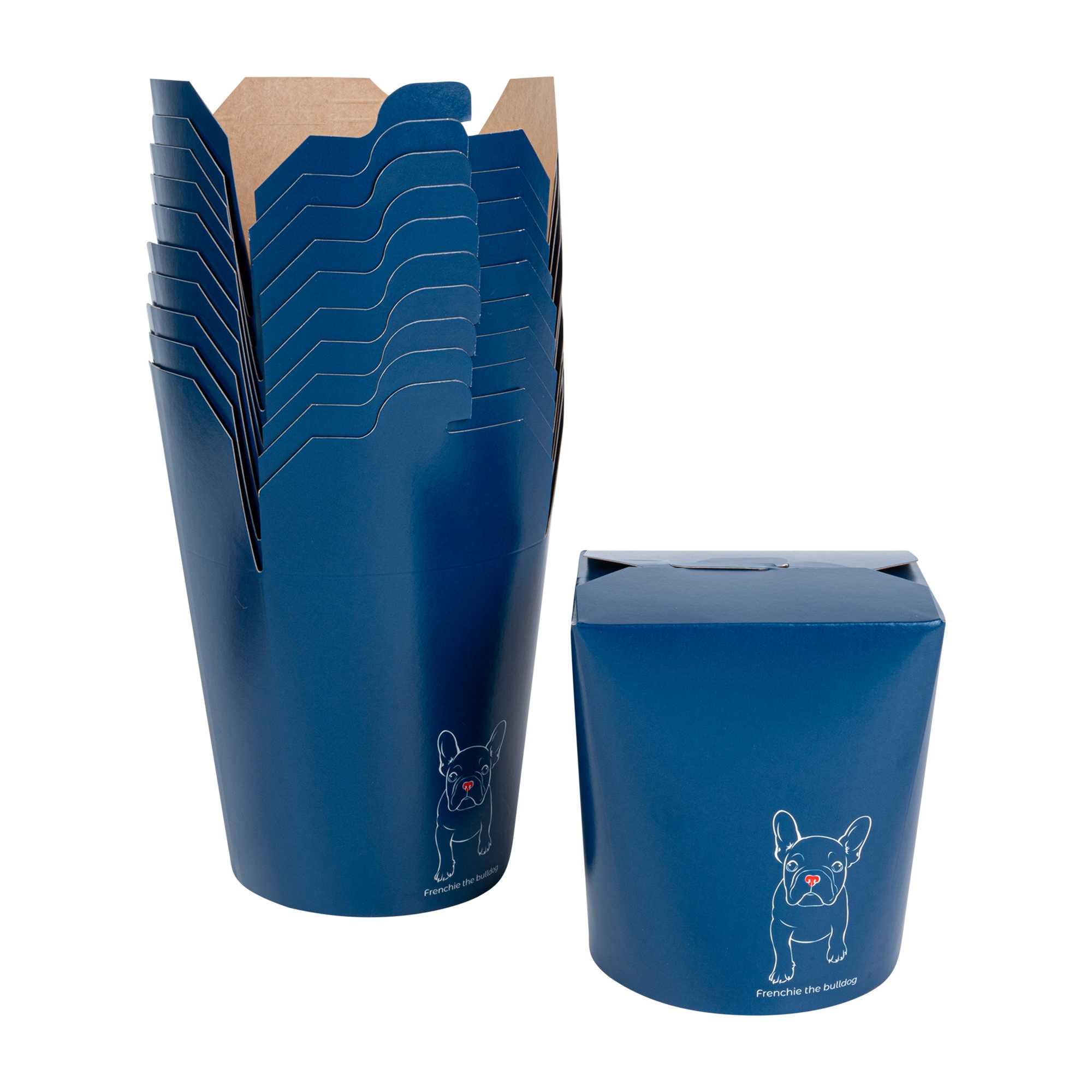 Round Frenchie Bio Tek 32 oz Round Frenchie Paper Noodle Take Out Container - 4