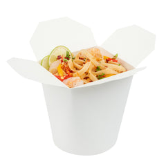 Bio Tek 32 oz Round White Paper Noodle Take Out Container - 4