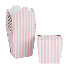 Bio Tek 26 oz Square Pink and White Stripe Paper Noodle Take Out Container - 4