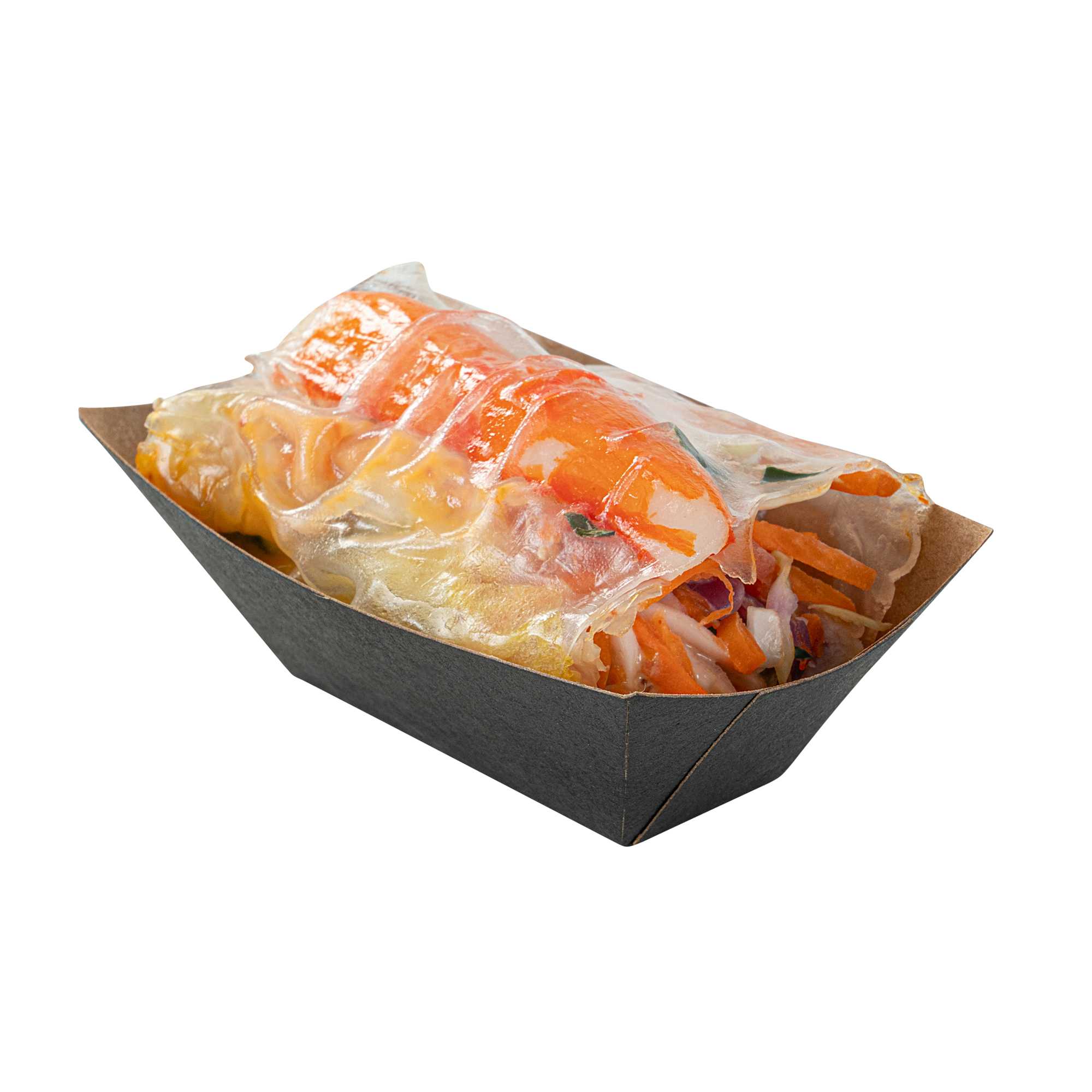 Bio Tek 2 oz Black Paper Food Tray / Boat - 3 1/4" x 2 1/4" x 1 1/4" - 400 count box