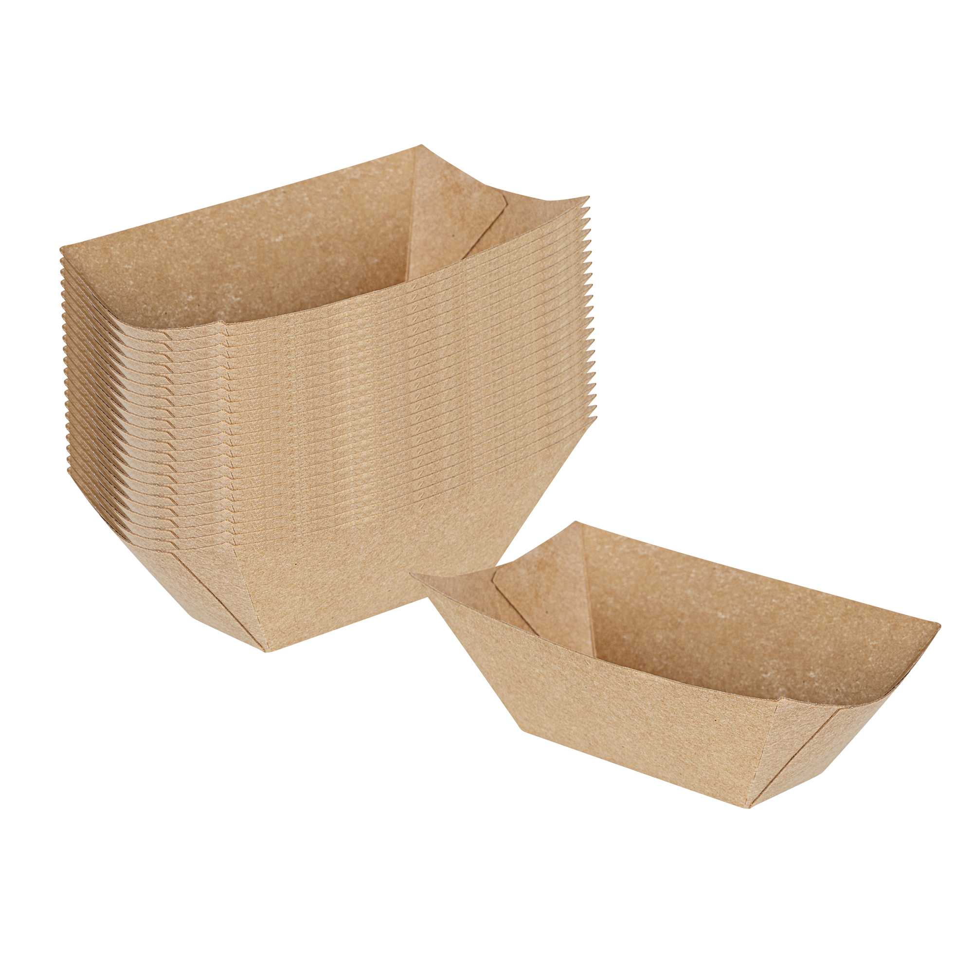 Bio Tek 2 oz Kraft Paper Food Tray / Boat - 3 1/4" x 2 1/4" x 1 1/4" - 400 count box