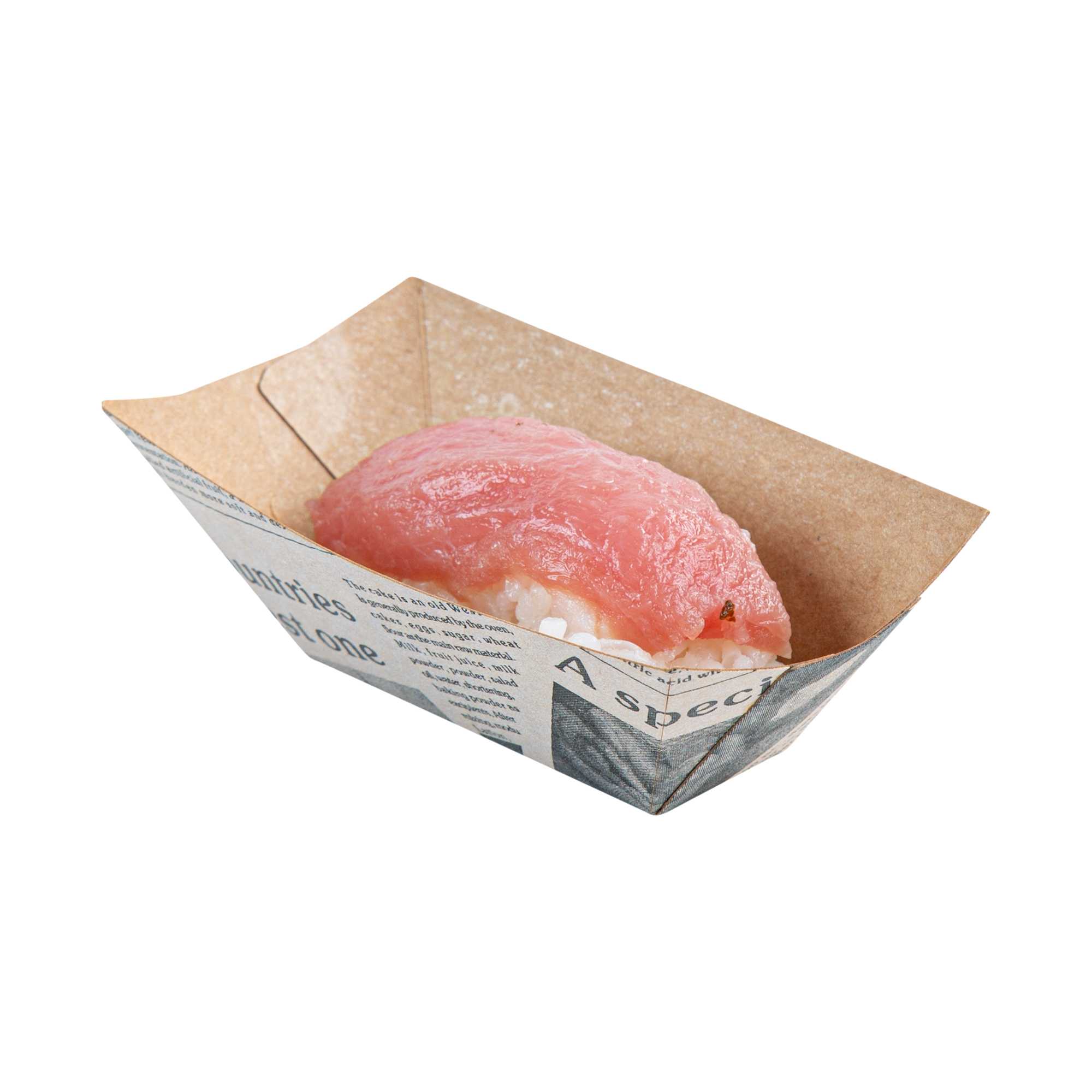 Bio Tek 2 oz Newsprint Paper Food Tray / Boat - 3 1/4" x 2 1/4" x 1 1/4" - 400 count box