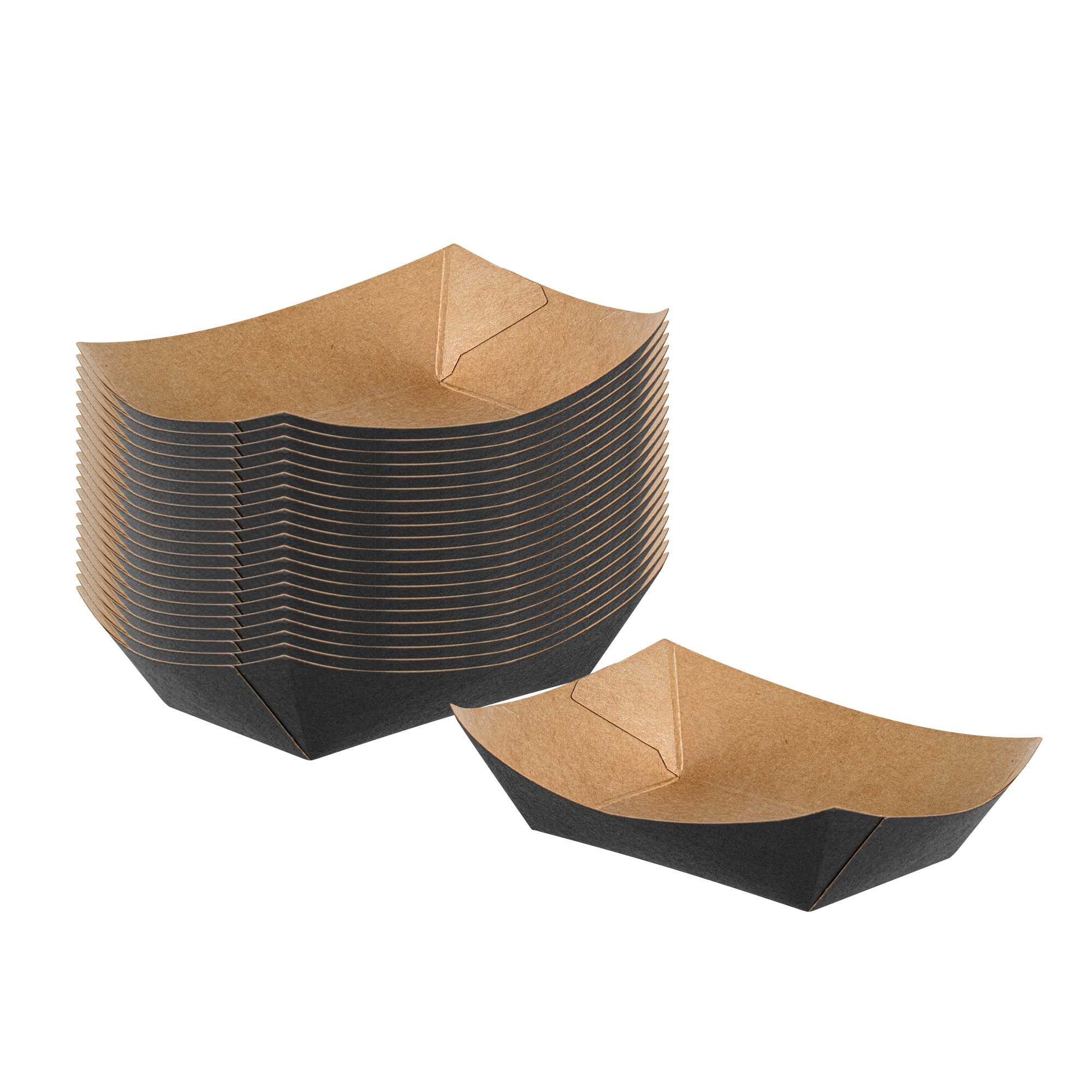 Bio Tek 4 oz Black Paper #25 Food Tray / Boat - 3" x 2" x 1" - 400 count box