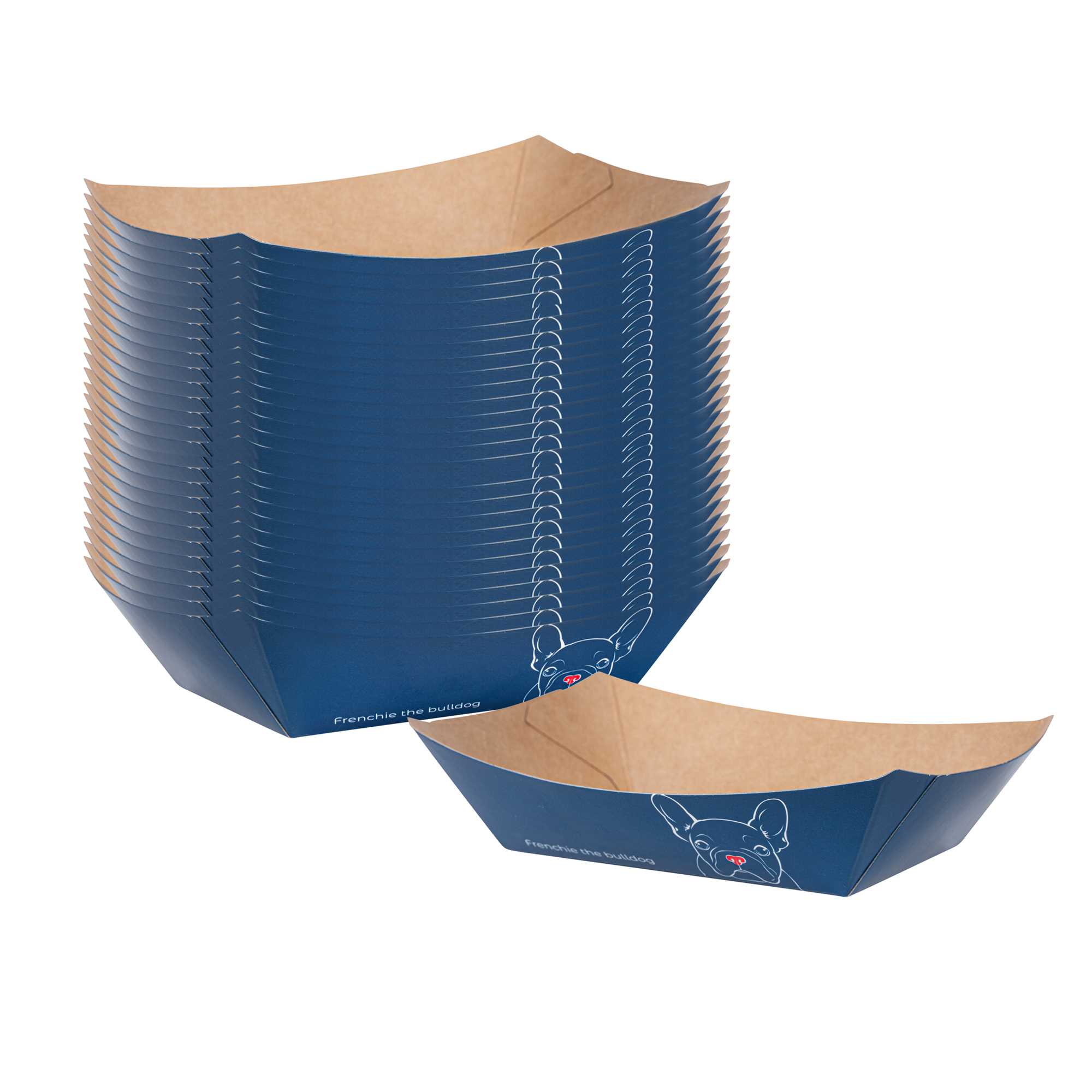 Bio Tek 4 oz Frenchie Paper #25 Food Tray / Boat - 3" x 2" x 1" - 50 count box