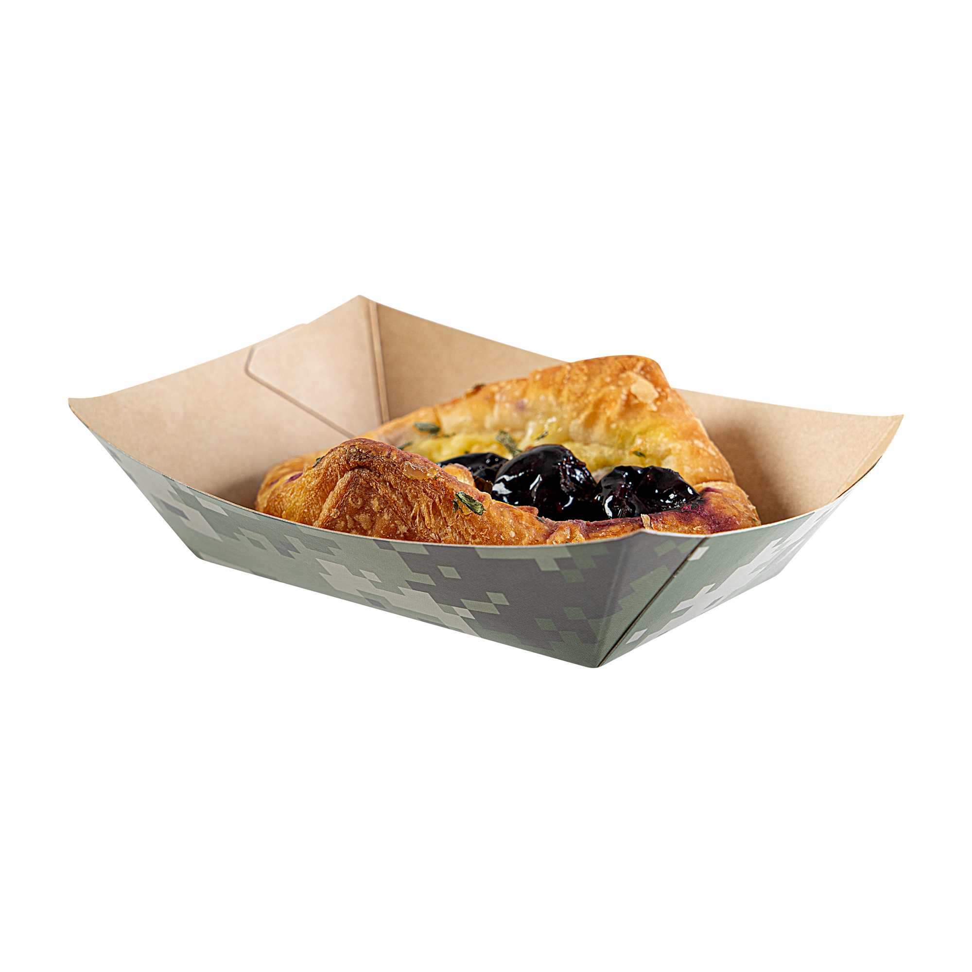 Bio Tek 4 oz Camouflage Paper #25 Food Tray / Boat - 3" x 2" x 1" - 400 count box