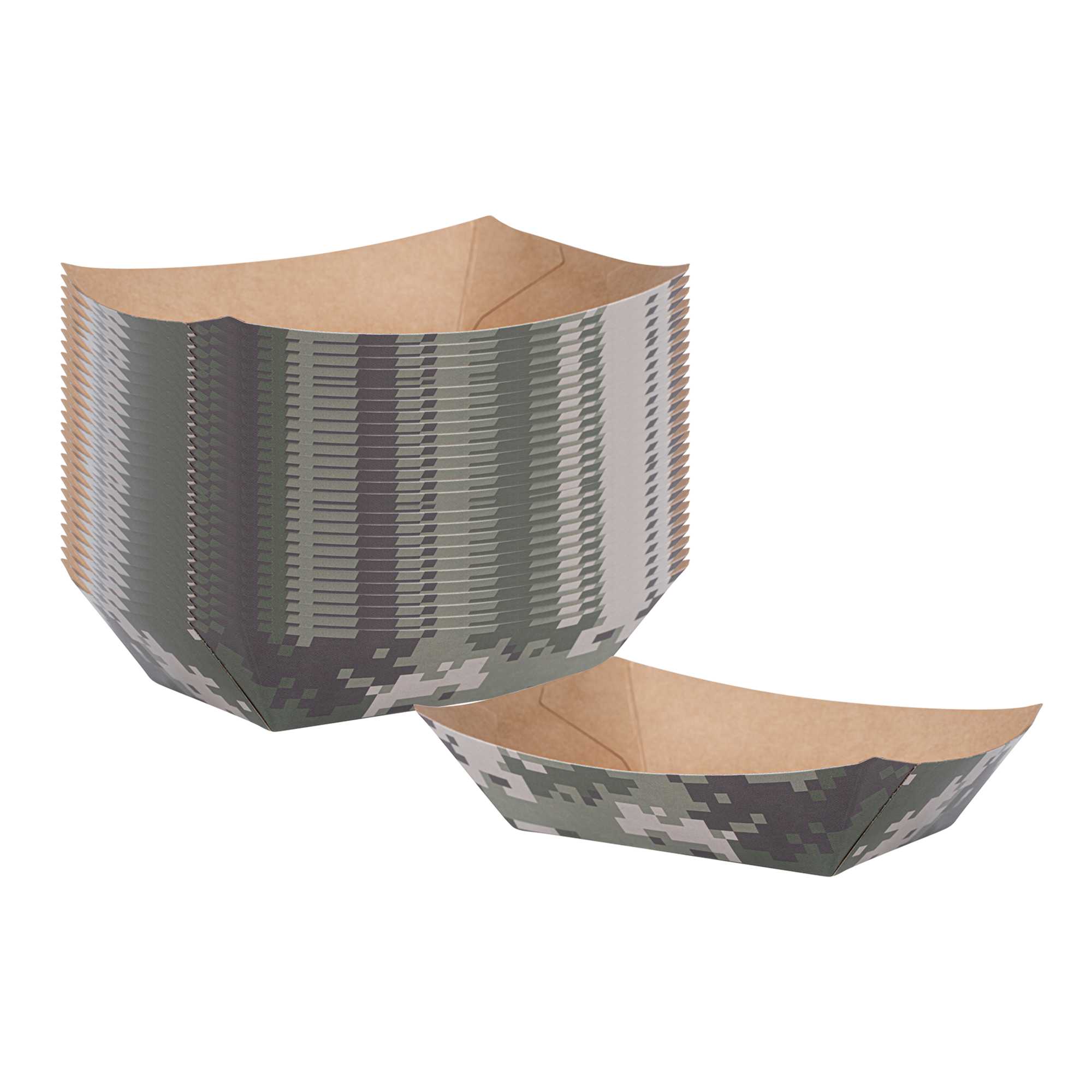 Bio Tek 4 oz Camouflage Paper #25 Food Tray / Boat - 3" x 2" x 1" - 400 count box