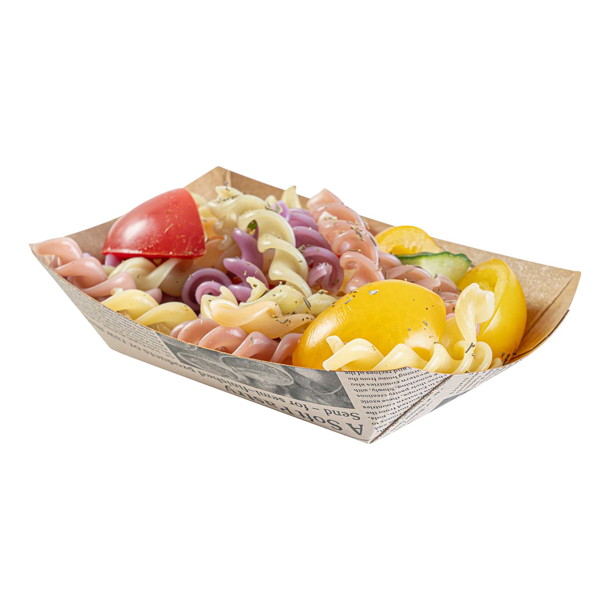 Bio Tek 4 oz Newsprint Paper #25 Food Tray / Boat - 3" x 2" x 1" - 50 count box