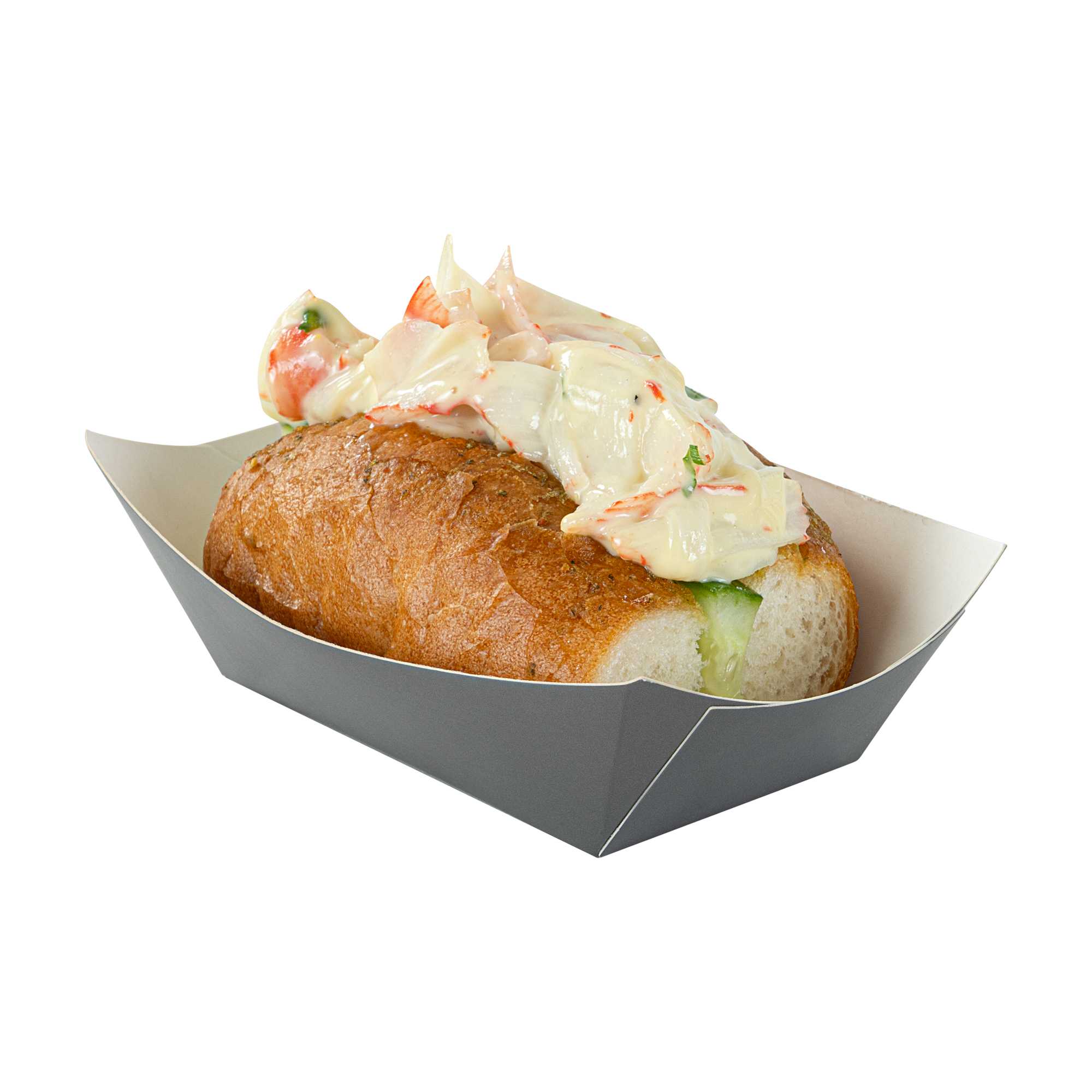 Bio Tek 6 oz Gray Paper #40 Food Tray / Boat - 3 1/4" x 2" x 1 1/2" - 400 count box