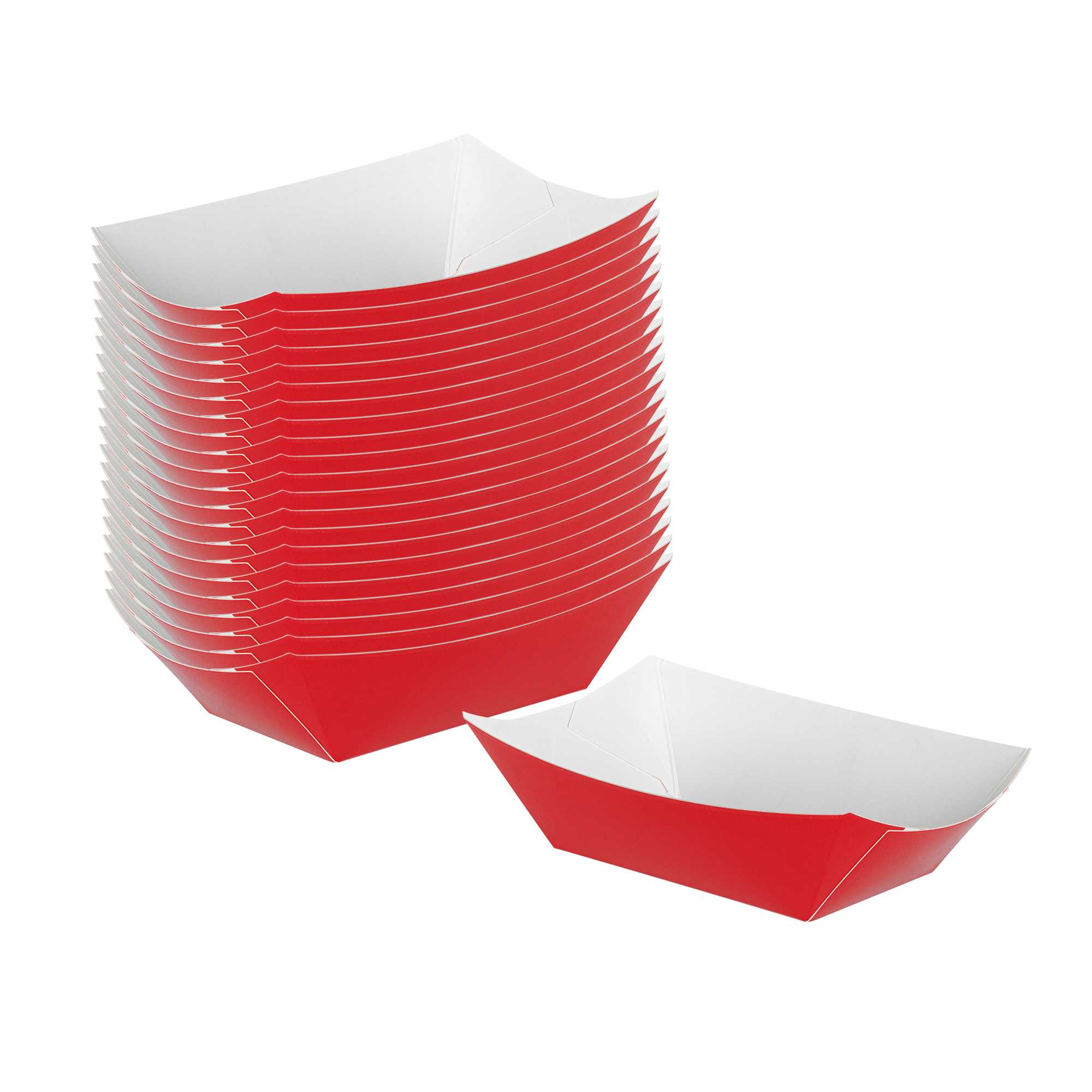 Bio Tek 6 oz Red Paper #40 Food Tray / Boat - 3 1/4" x 2" x 1 1/2" - 400 count box