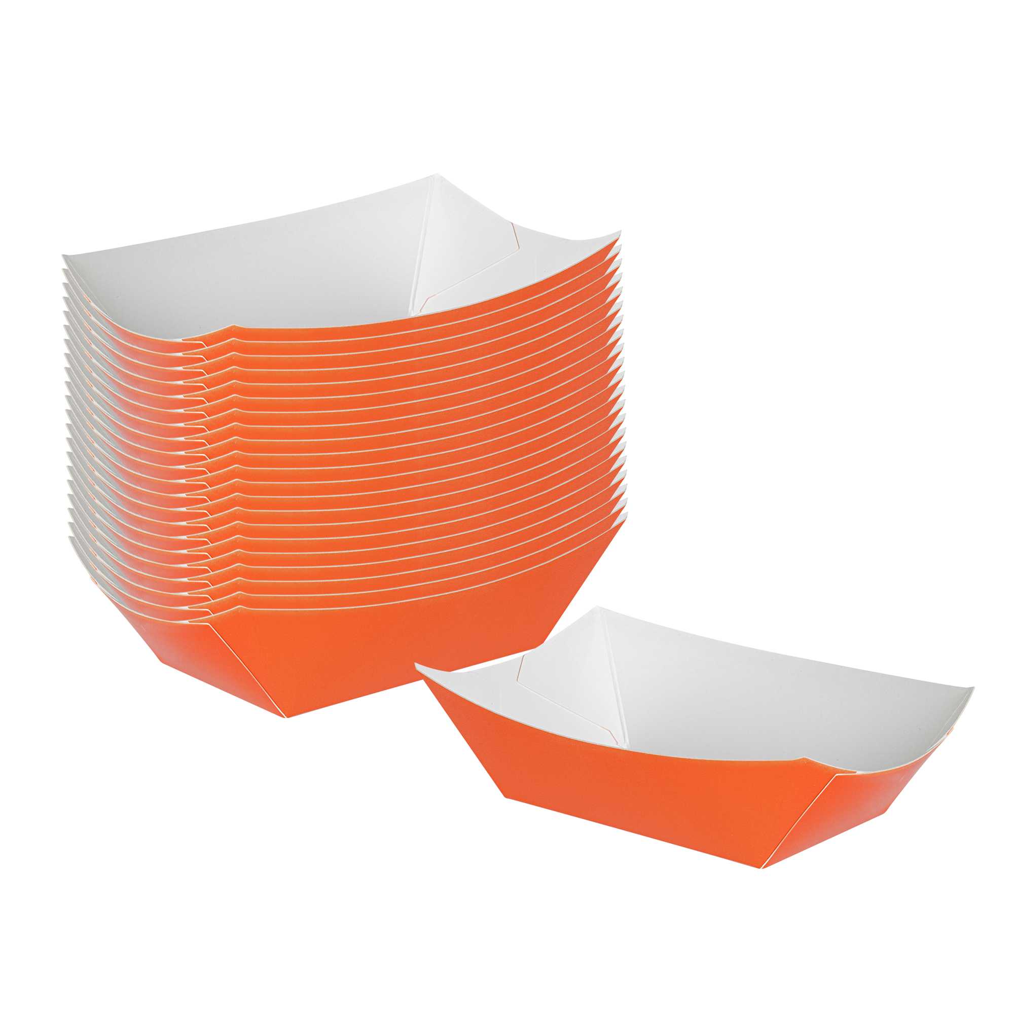 Bio Tek 6 oz Tangerine Orange Paper #40 Food Tray / Boat - 3 1/4" x 2" x 1 1/2" - 400 count box