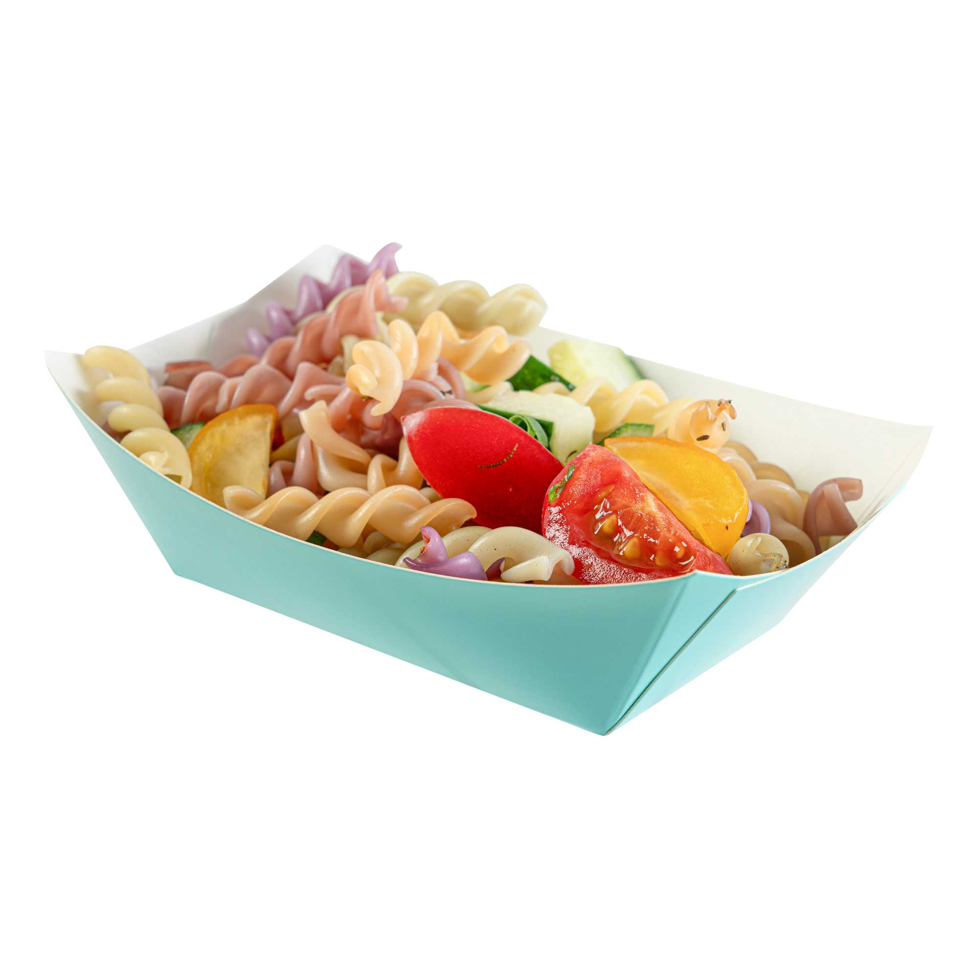 Bio Tek 6 oz Turquoise Paper #40 Food Tray / Boat - 3 1/4" x 2" x 1 1/2" - 400 count box