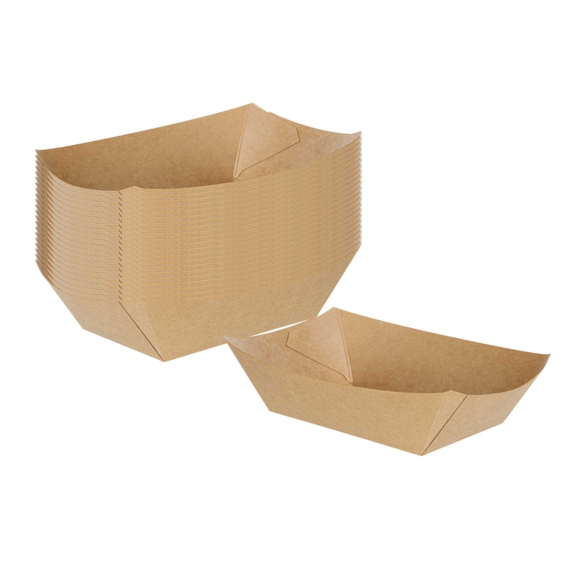 Bio Tek 1/2 lb Kraft Paper #50 Food Tray / Boat - 4 1/4" x 2 3/4" x 1 1/2" - 400 count box