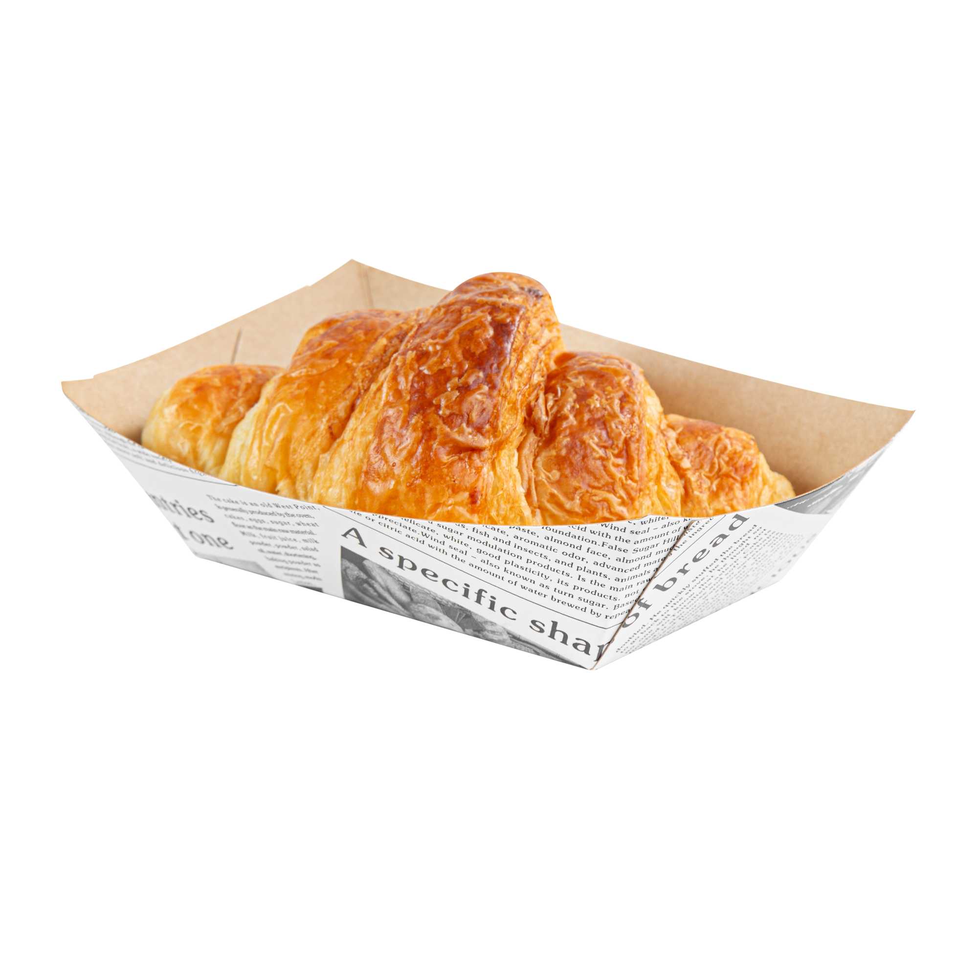 Bio Tek 1/2 lb Newsprint Paper #50 Food Tray / Boat - 4 1/4" x 2 3/4" x 1 1/2" - 400 count box