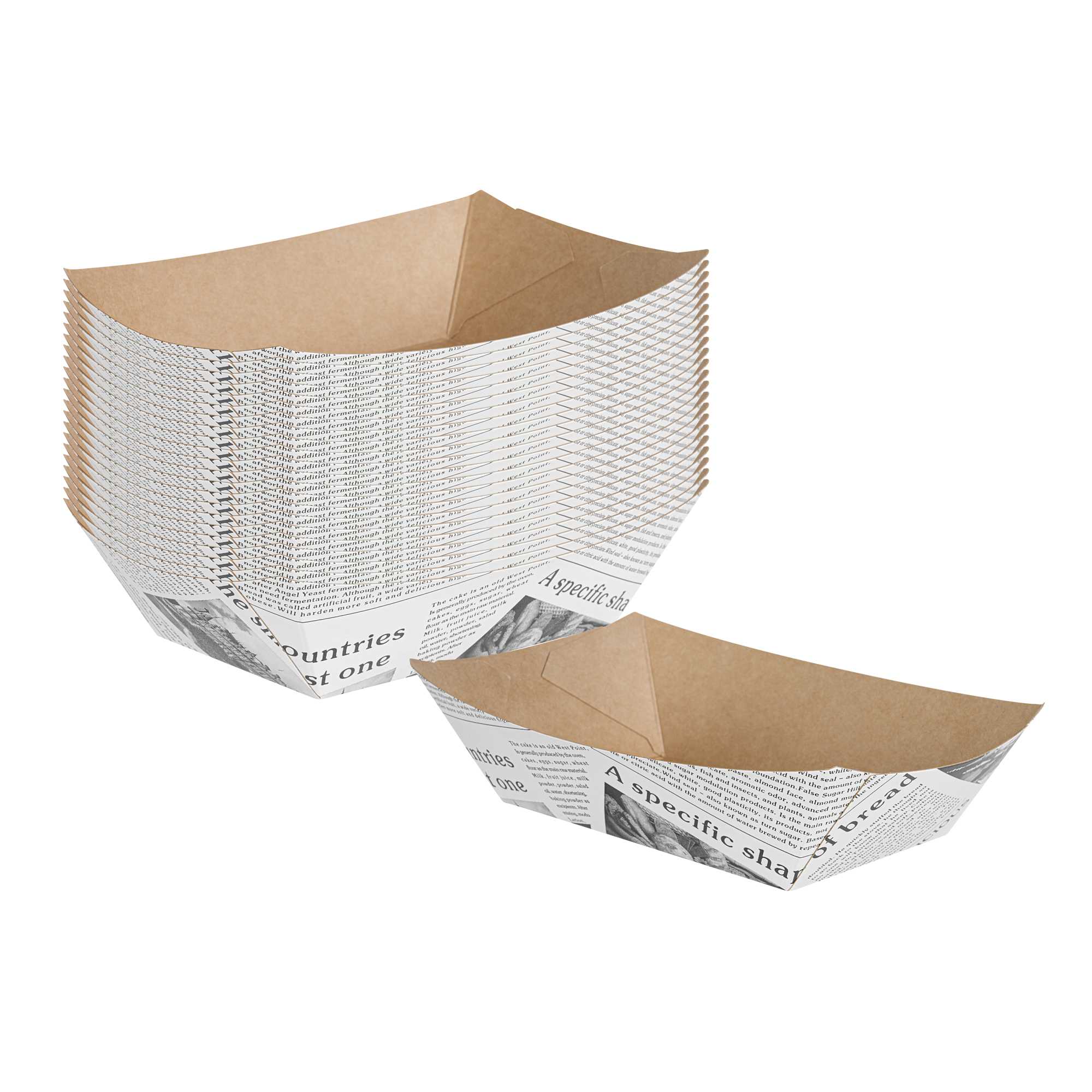 Bio Tek 1/2 lb Newsprint Paper #50 Food Tray / Boat - 4 1/4" x 2 3/4" x 1 1/2" - 400 count box