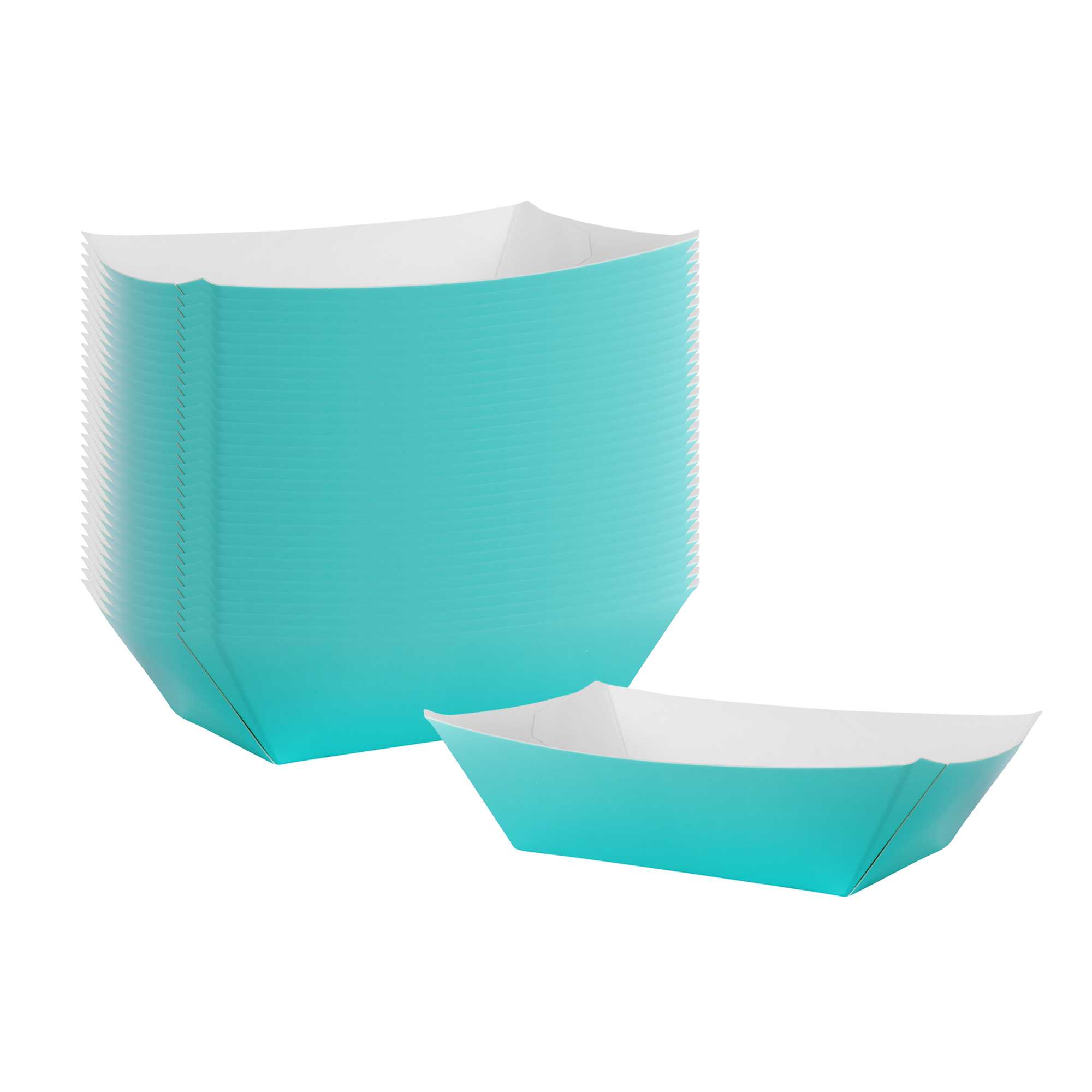Bio Tek 1/2 lb Turquoise Paper #50 Food Tray / Boat - 4 1/4" x 2 3/4" x 1 1/2" - 400 count box