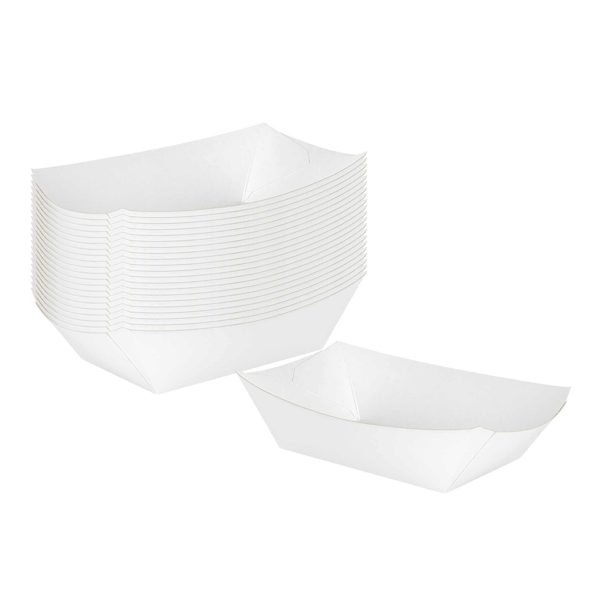 Bio Tek 1/2 lb White Paper #50 Food Tray / Boat - 4 1/4" x 2 3/4" x 1 1/2" - 400 count box